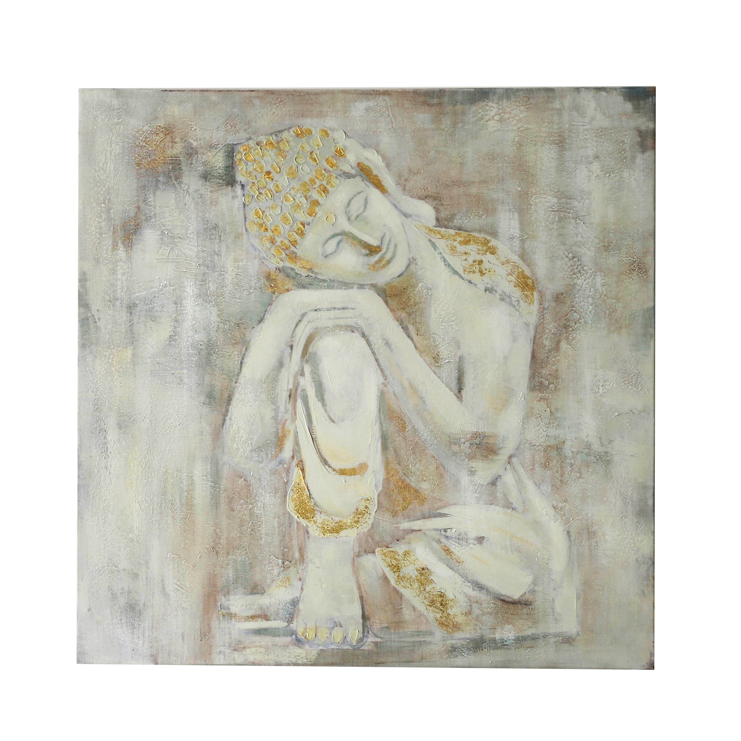 32 Inch White Buddha Canvas