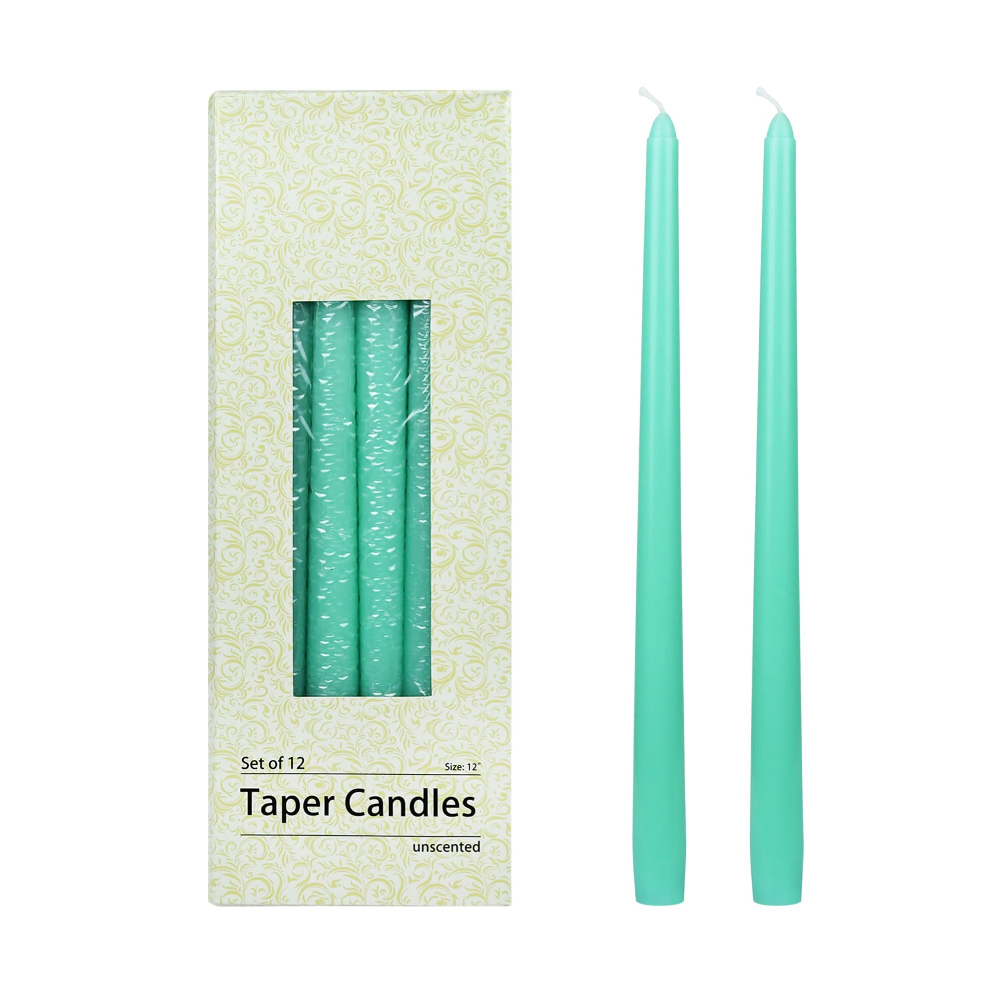 12 Inch Aqua Taper Candles (144pcs/Case) Bulk