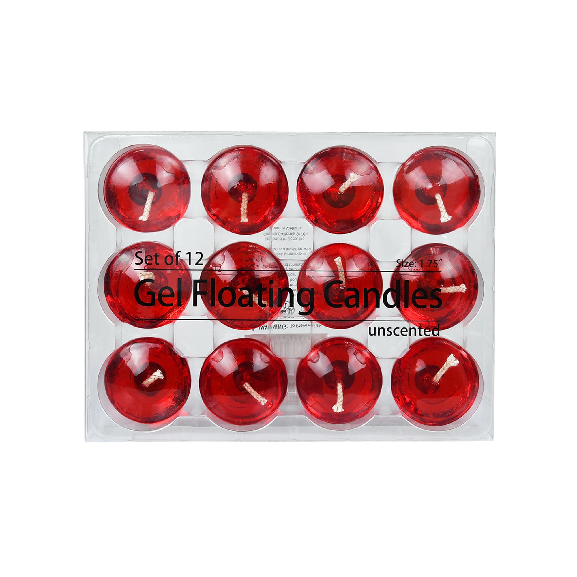 1.75 Inch Clear Red Gel Floating Candles (144pcs/Case) Bulk