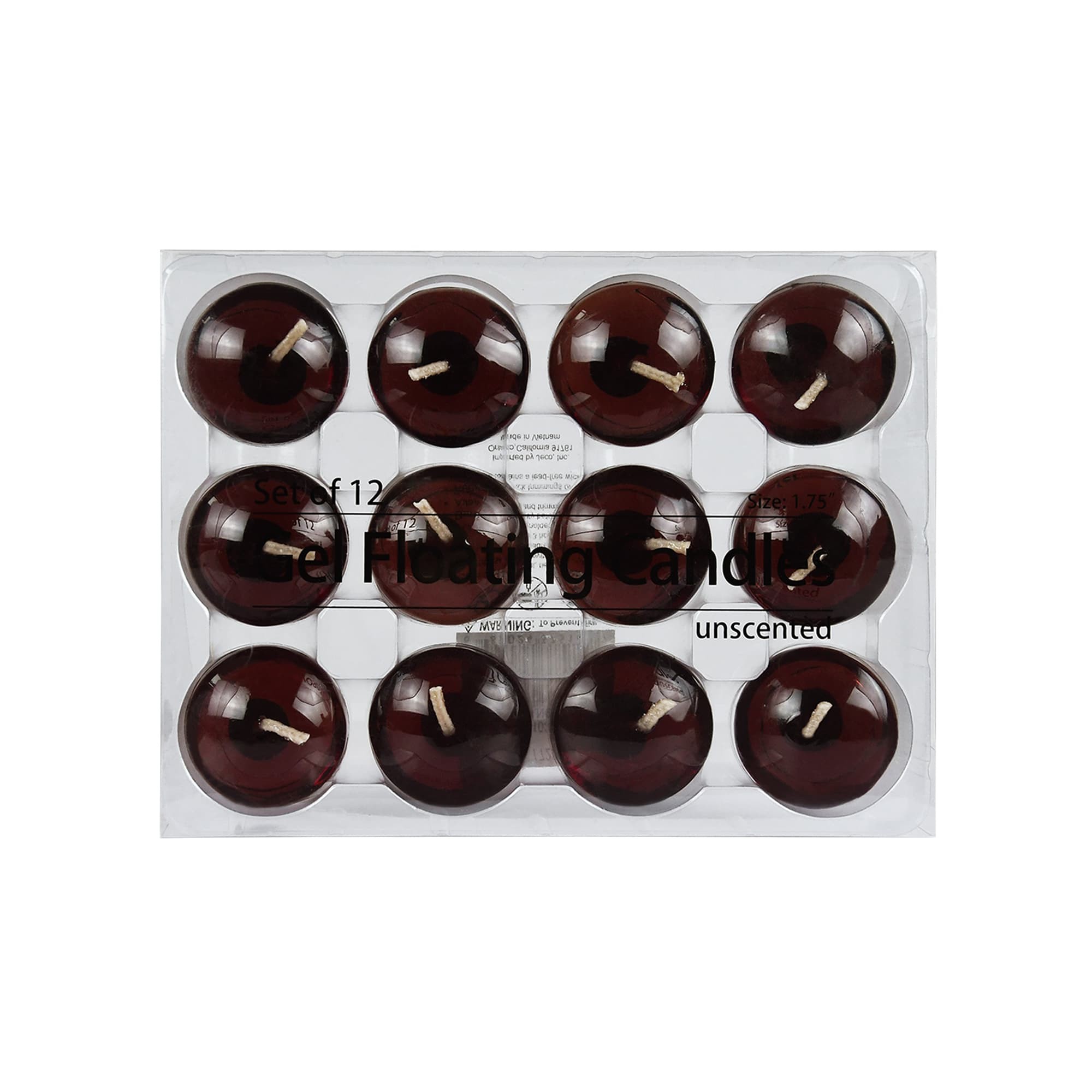 1.75 Inch Clear Brown Gel Floating Candles (144pcs/Case) Bulk