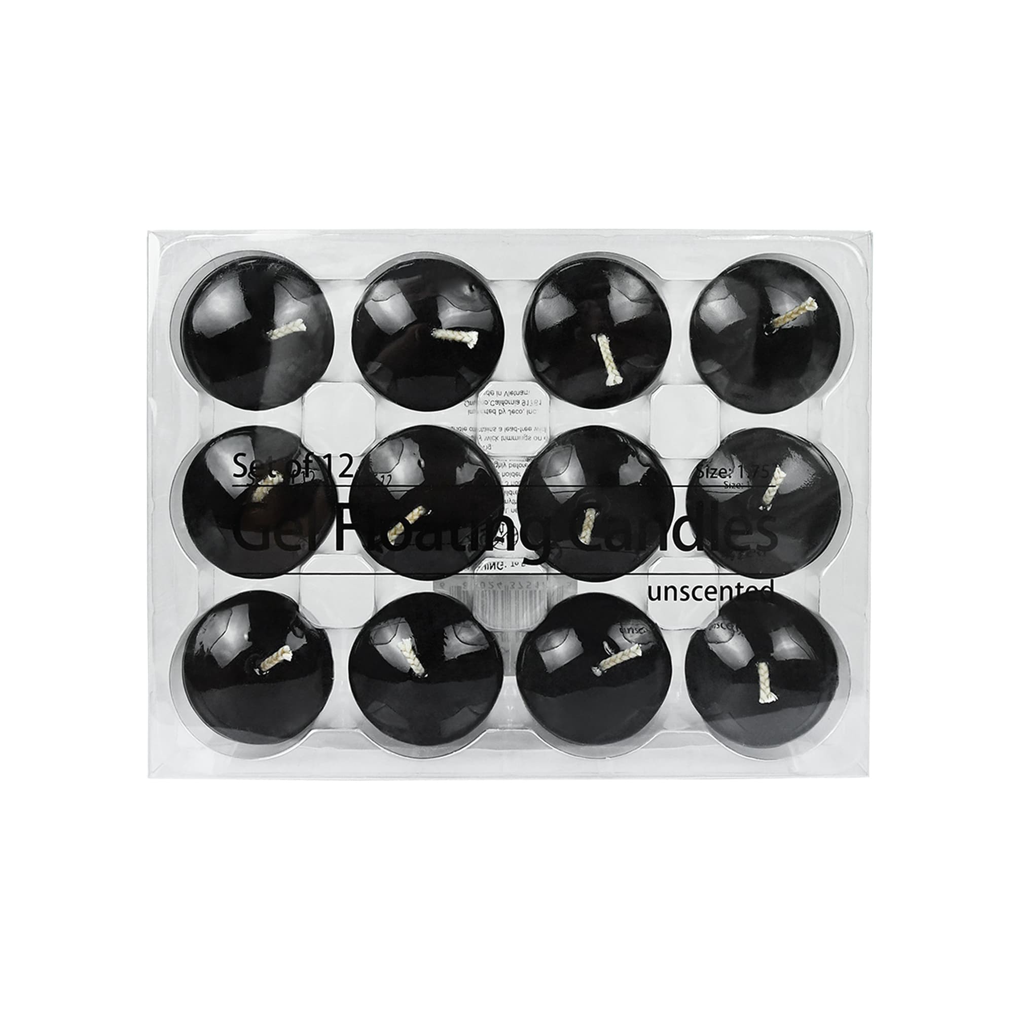 1.75 Inch Clear Black Gel Floating Candles (144pcs/Case) Bulk