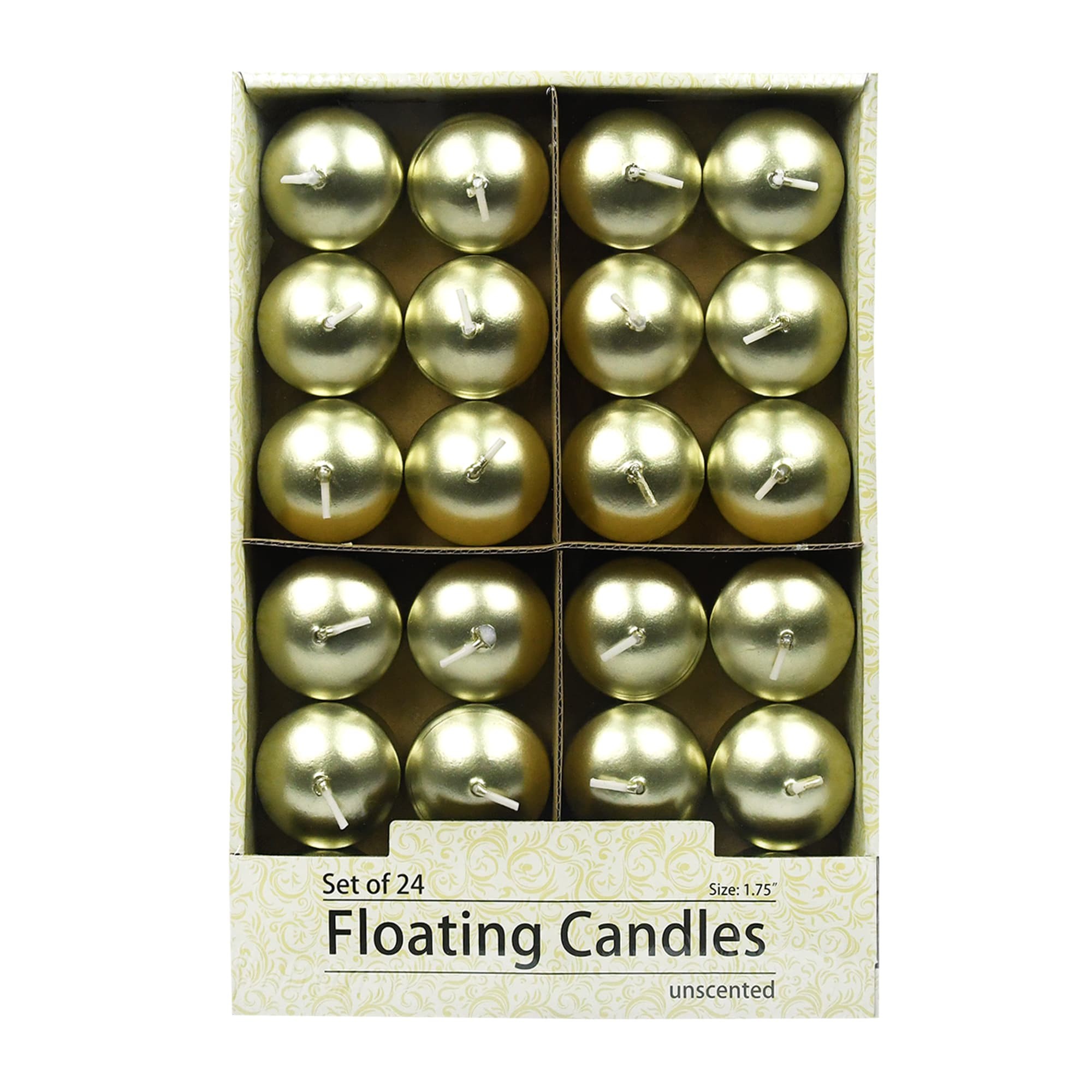 1 3/4 Inch Metallic Gold Floating Candles (144pcs/Case) Bulk