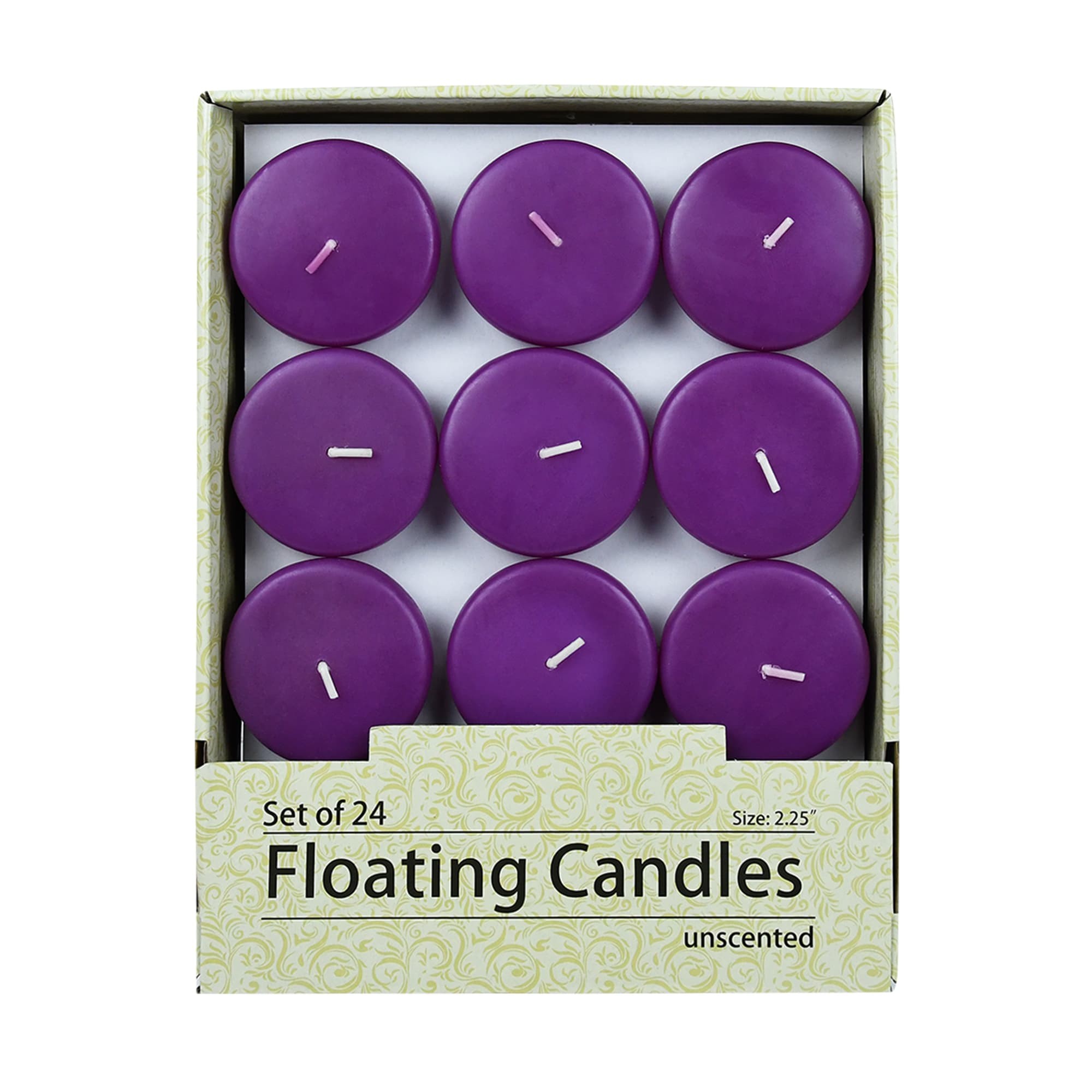 2 1/4 Inch Purple  Floating Candles (96pcs/Case) Bulk