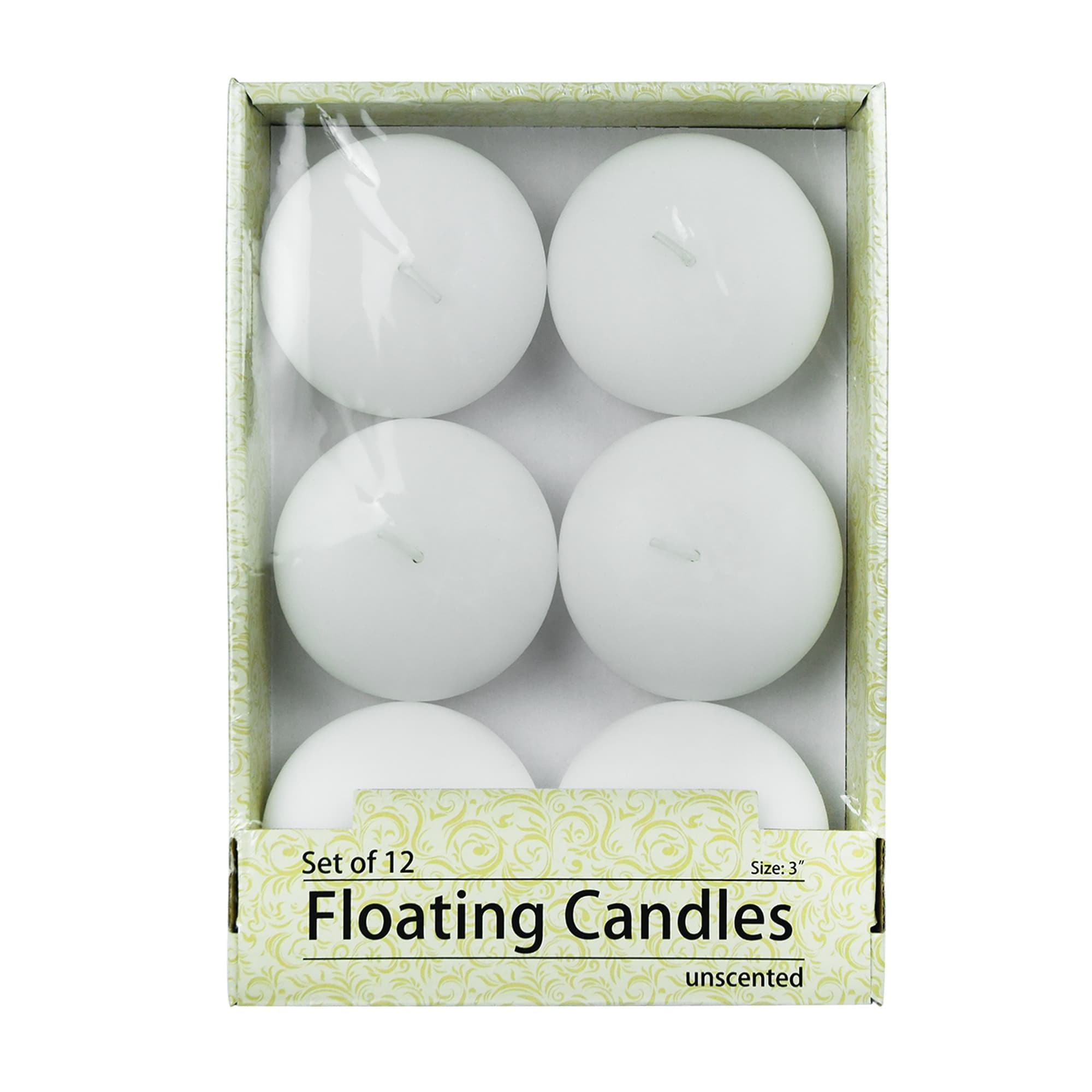 3 Inch White Floating Candles (144pcs/Case) Bulk