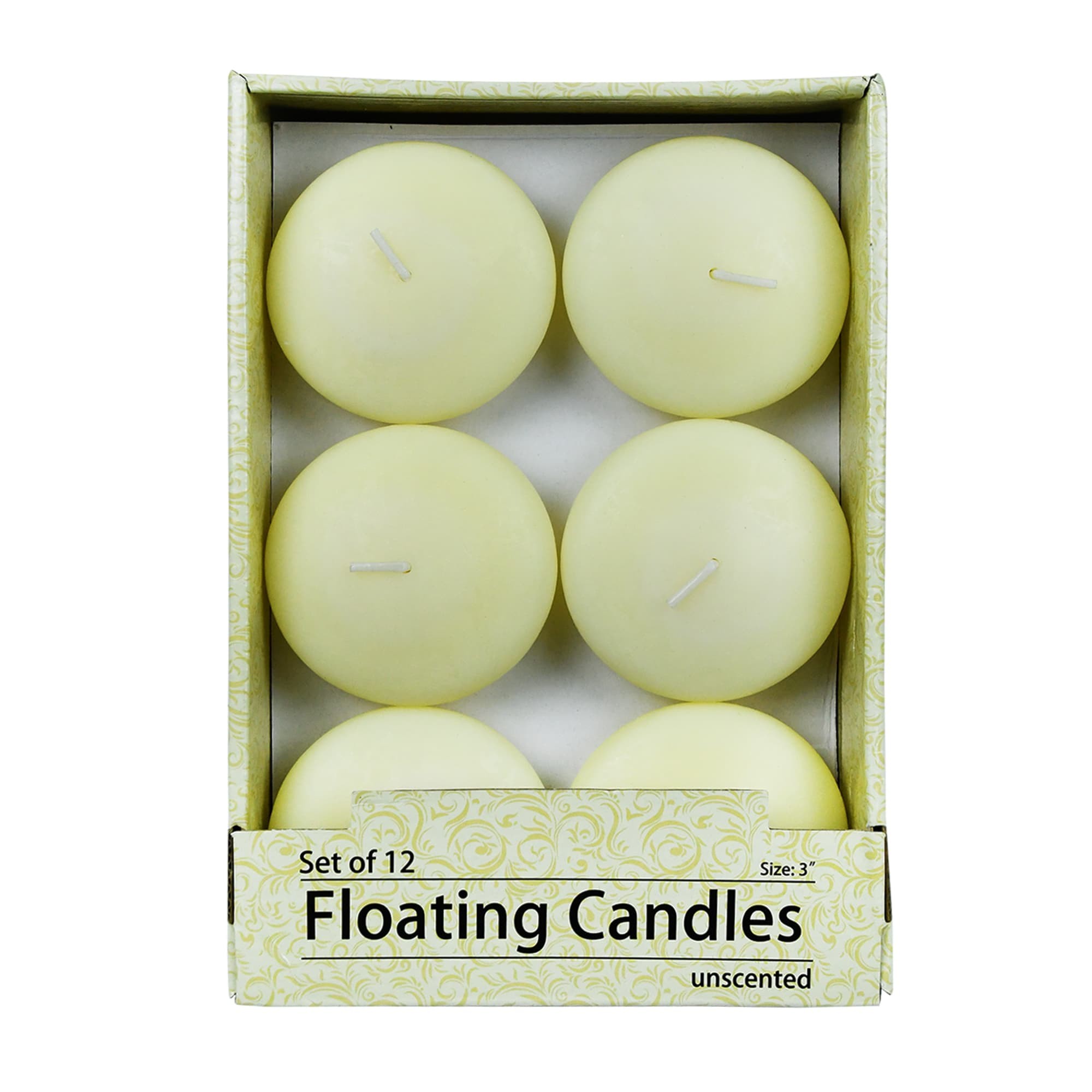 3 Inch Ivory Floating Candles (72pcs/Case) Bulk