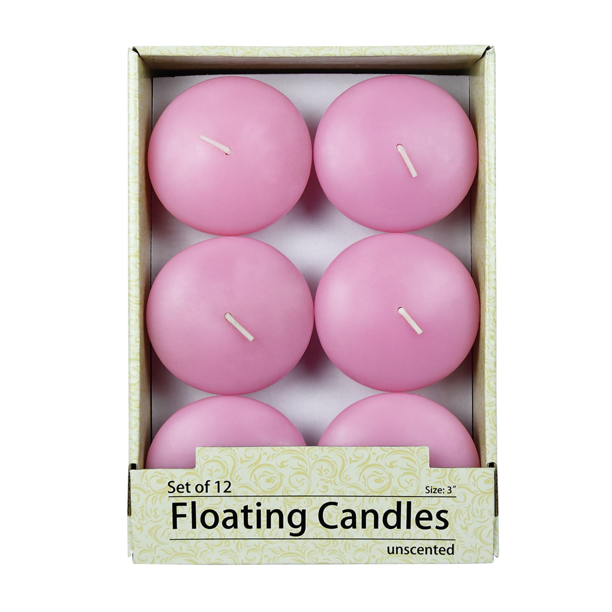 3 Inch Pink Floating Candles (144pcs/Case) Bulk