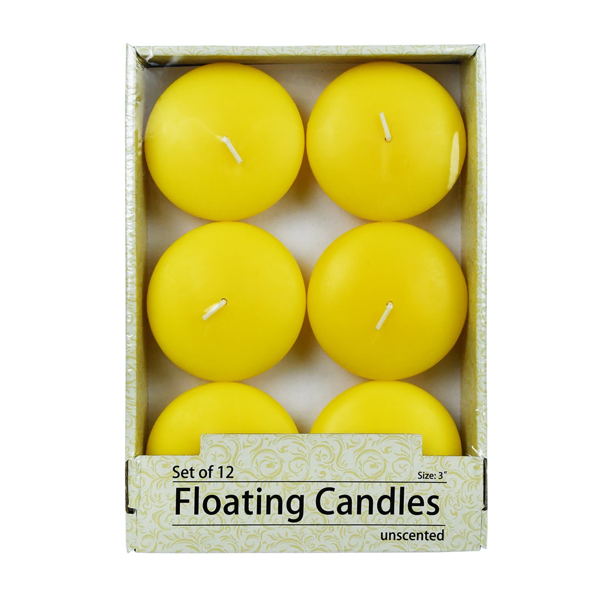 3 Inch Yellow Floating Candles (144pcs/Case) Bulk