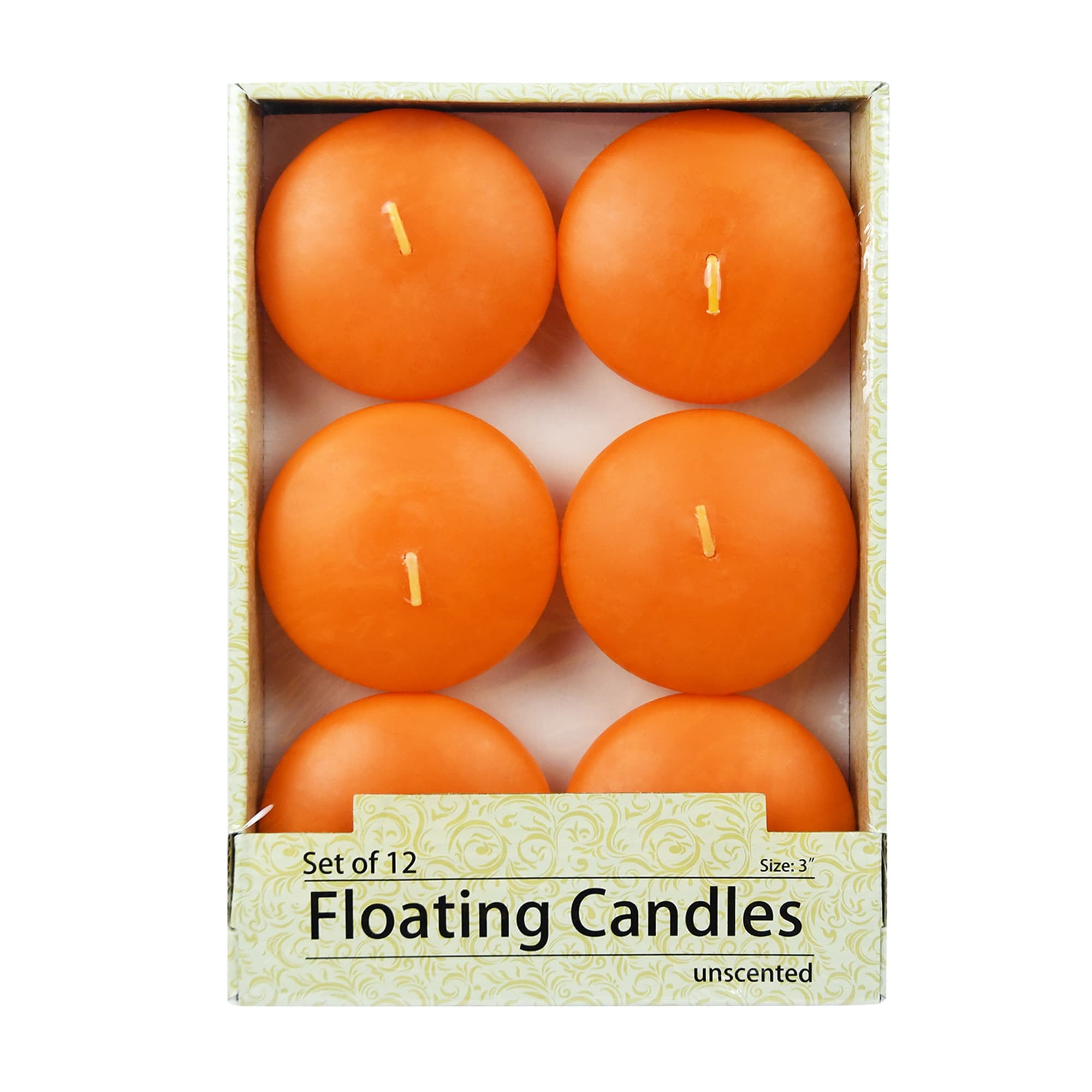 3 Inch Orange Floating Candles (144pcs/Case) Bulk