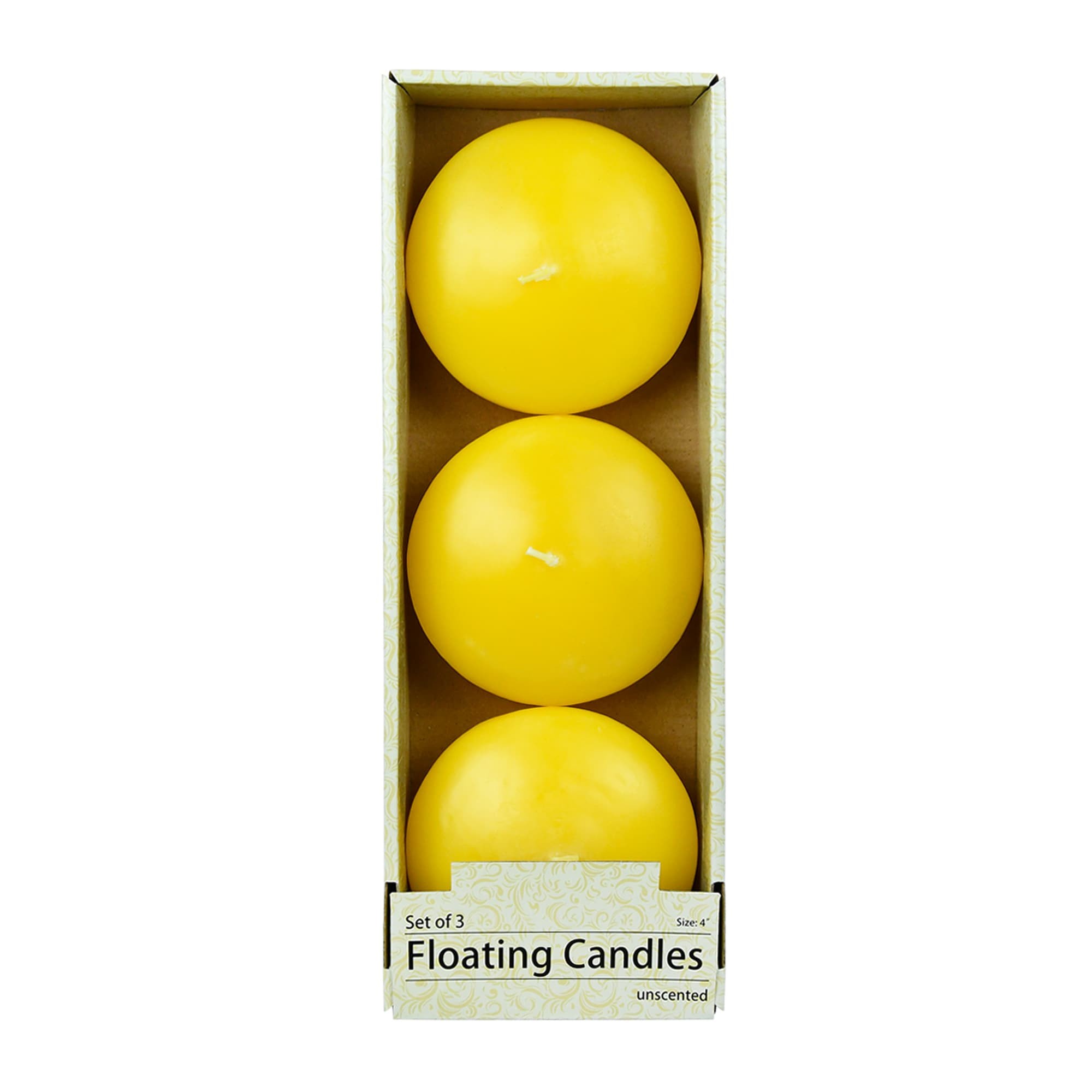 4 Inch Yellow Floating Candles (24pcs/Case) Bulk