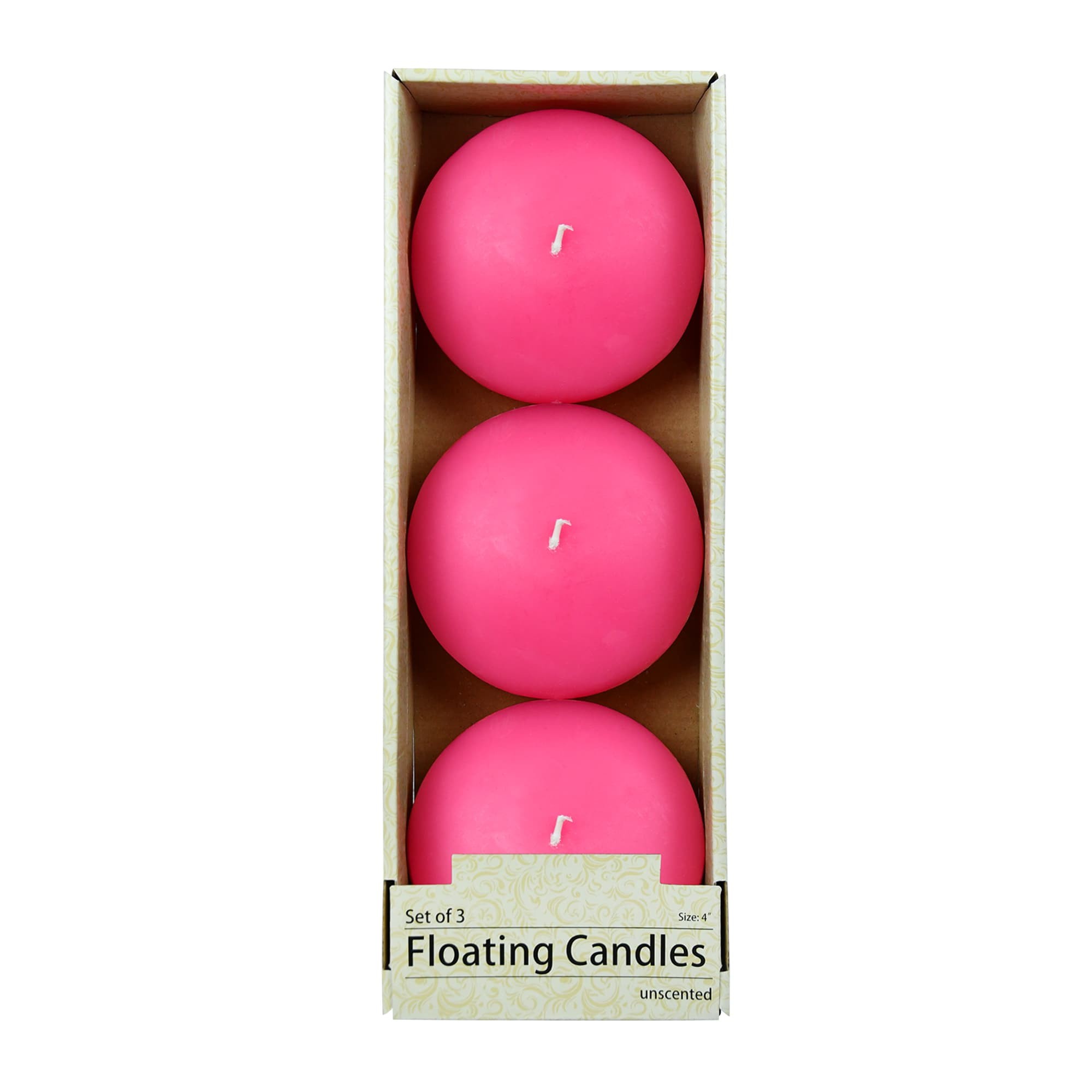 4 Inch Hot Pink Floating Candles (24pcs/Case) Bulk