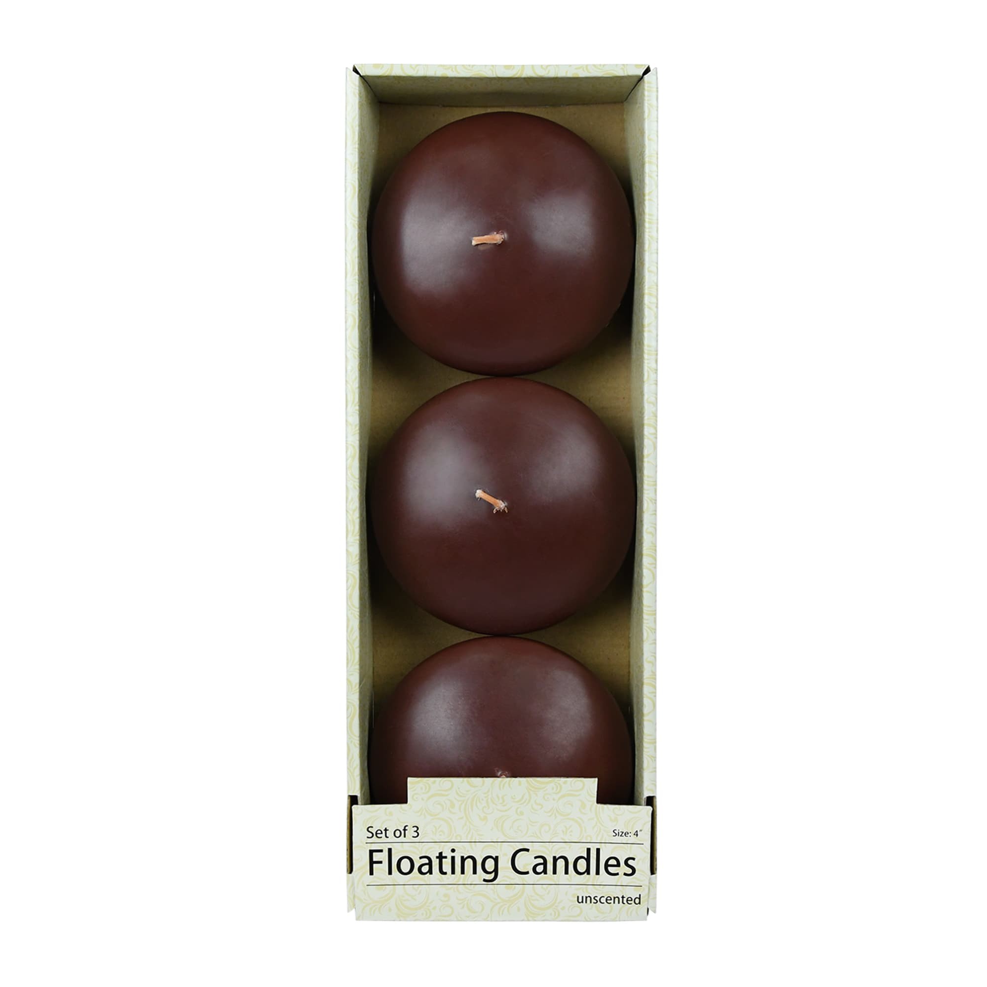 4 Inch Brown Floating Candles (24pcs/Case) Bulk