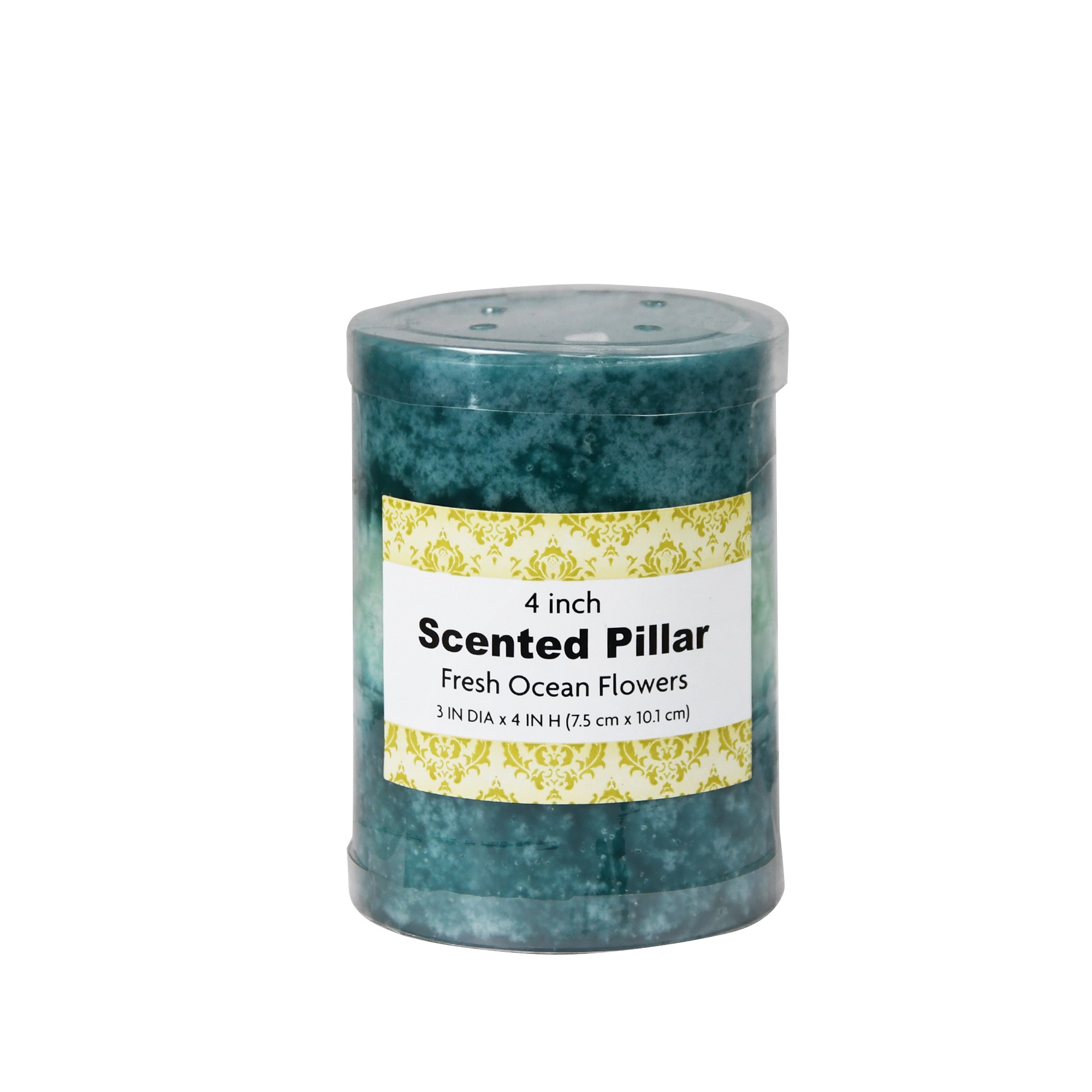 3 x 4 Inch Tritone Blue/Teal Scented Pillar Candle(24pcs/Case)