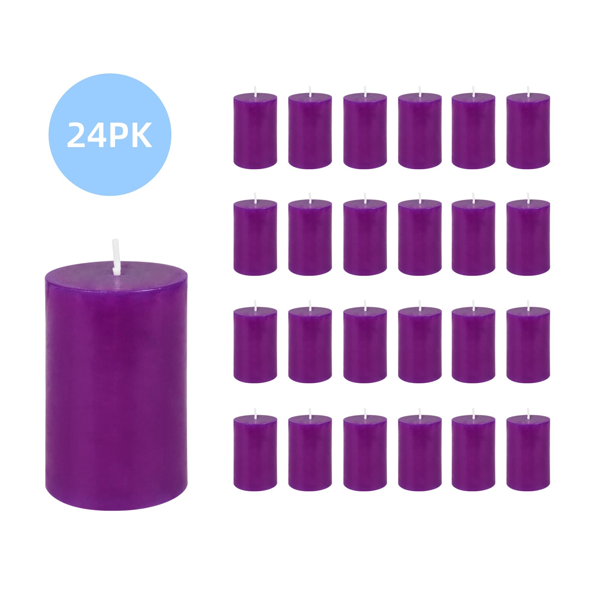 2 x 3 Inch Purple Pillar Candle (24pcs/Case) Bulk