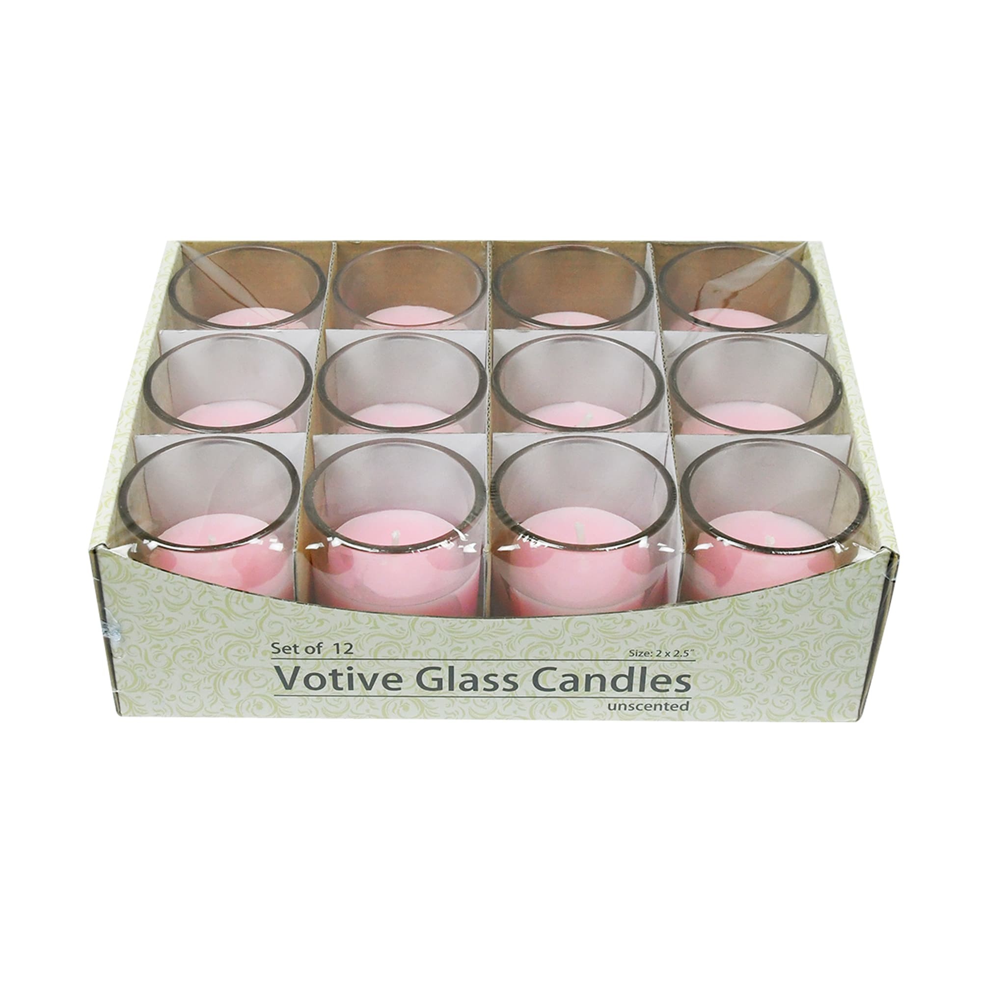 Light Rose Round Glass Votive Candles (96pcs/Case) Bulk
