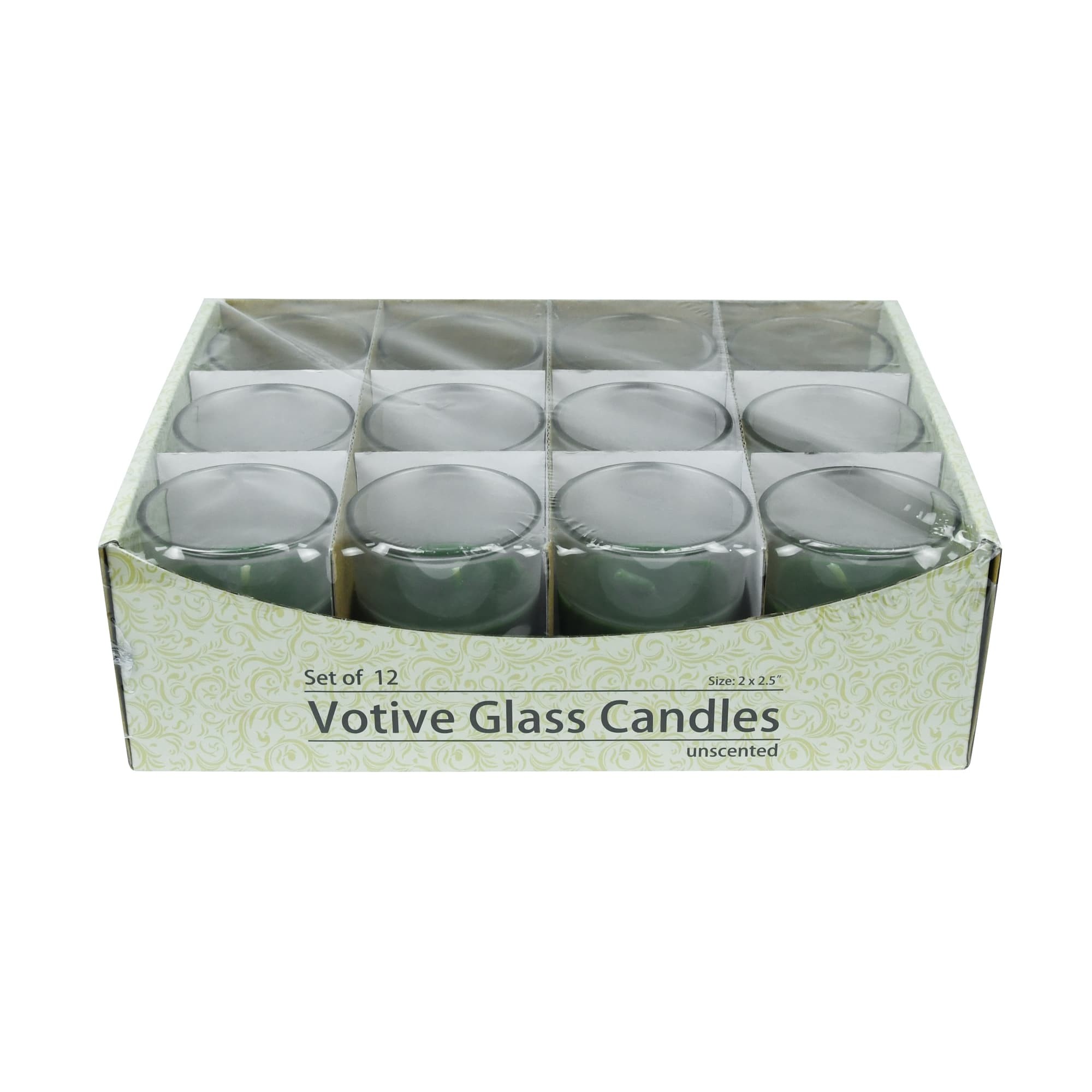 Hunter Green Round Glass Votive Candles (96pcs/Case) Bulk