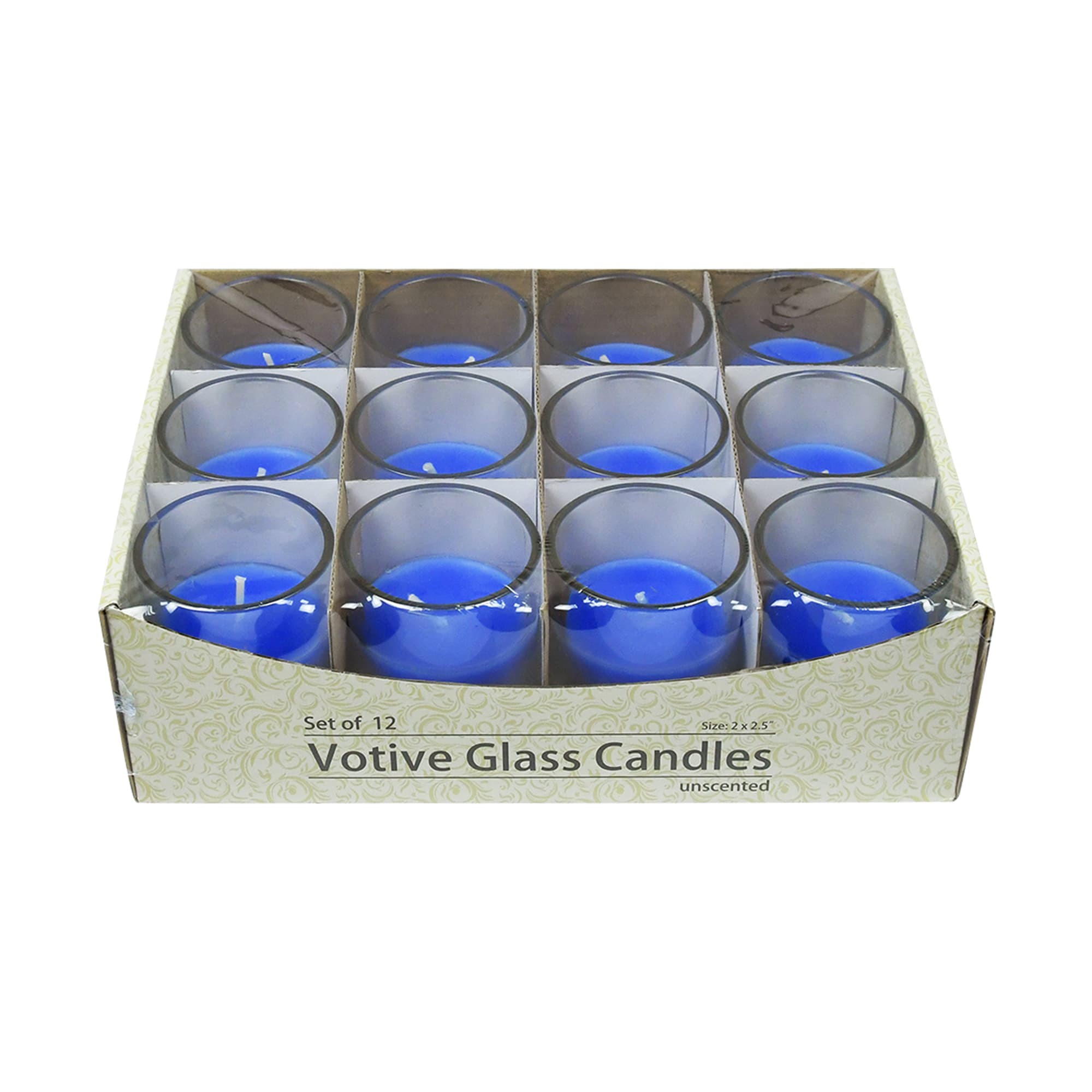 Blue Round Glass Votive Candles (96pcs/Case) Bulk