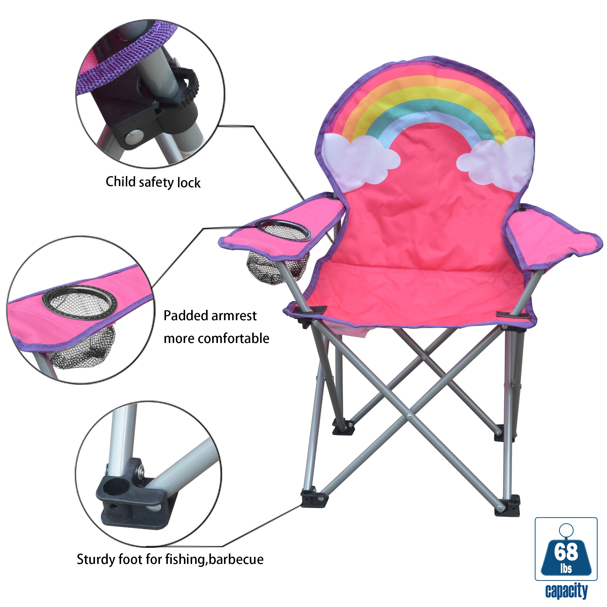 Jeco Kids Outdoor Folding Lawn and Camping Chair with Cup Holder