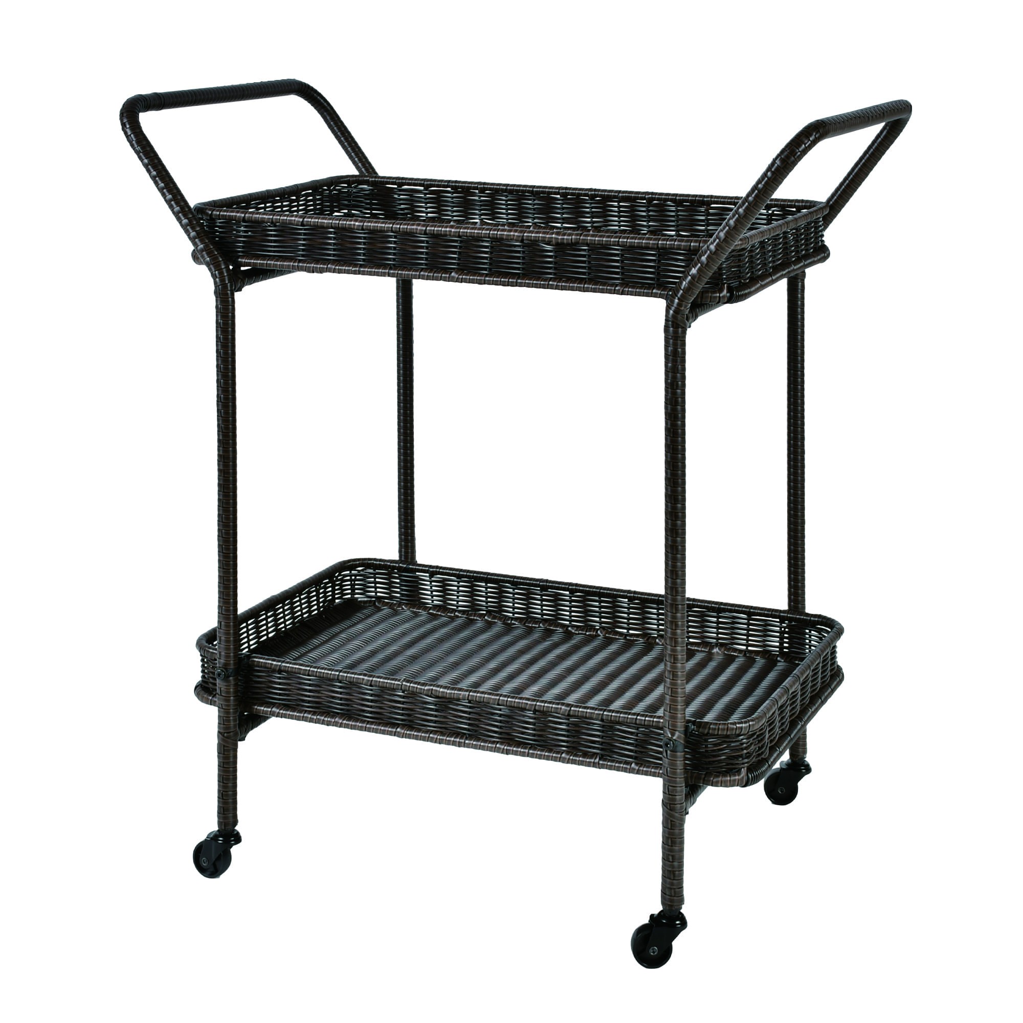 Espresso Wicker Serving Cart