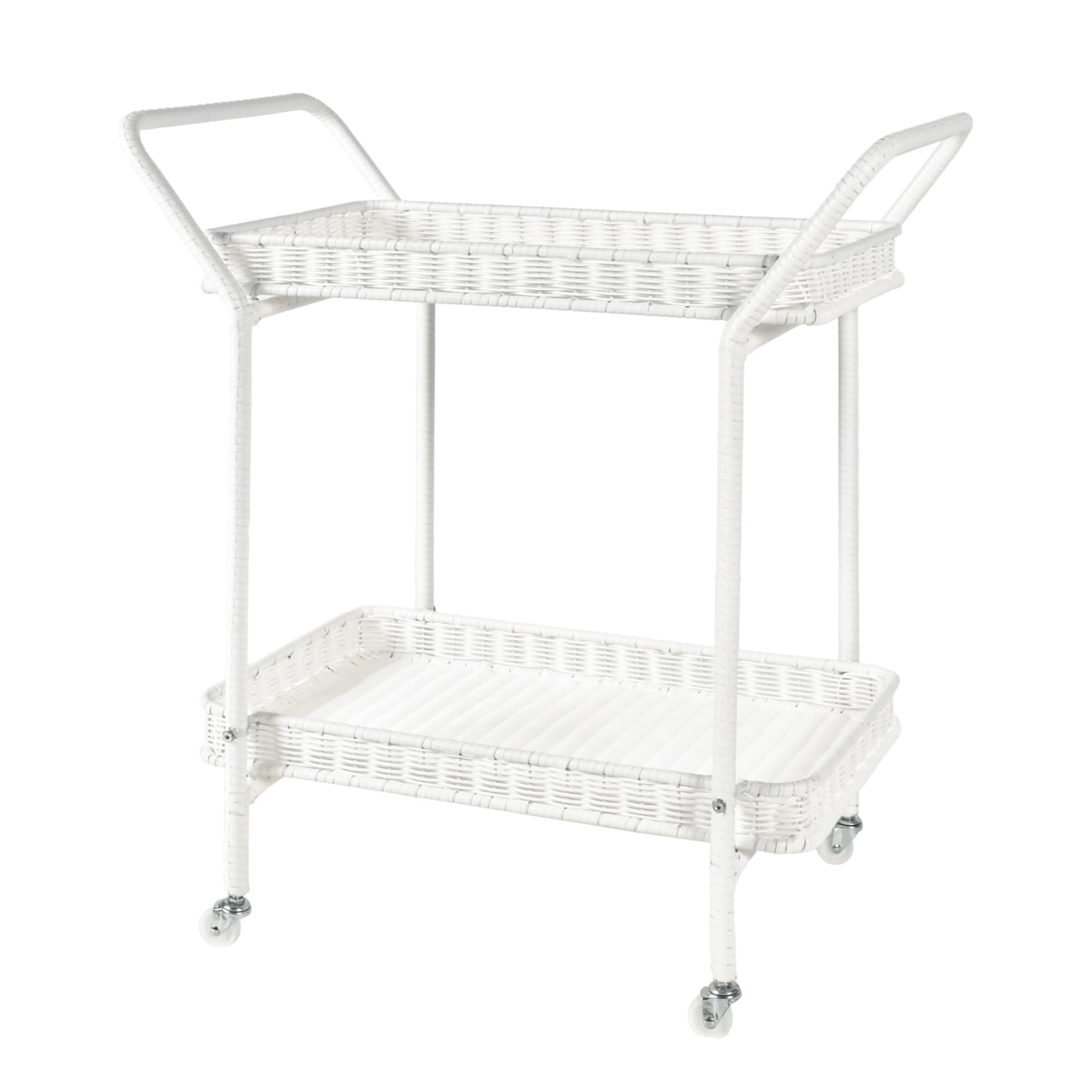 White Wicker Serving Cart