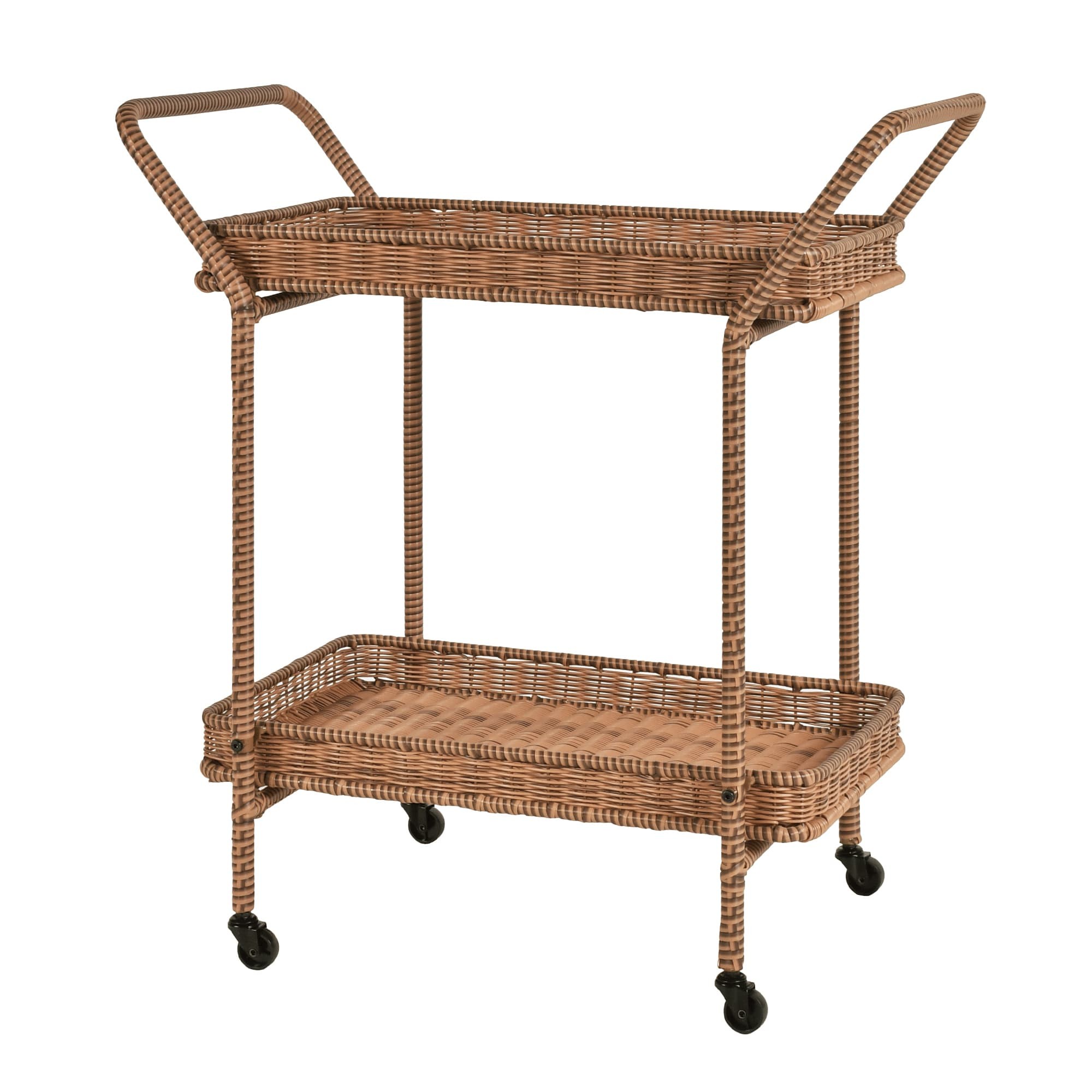 Honey Wicker Serving Cart