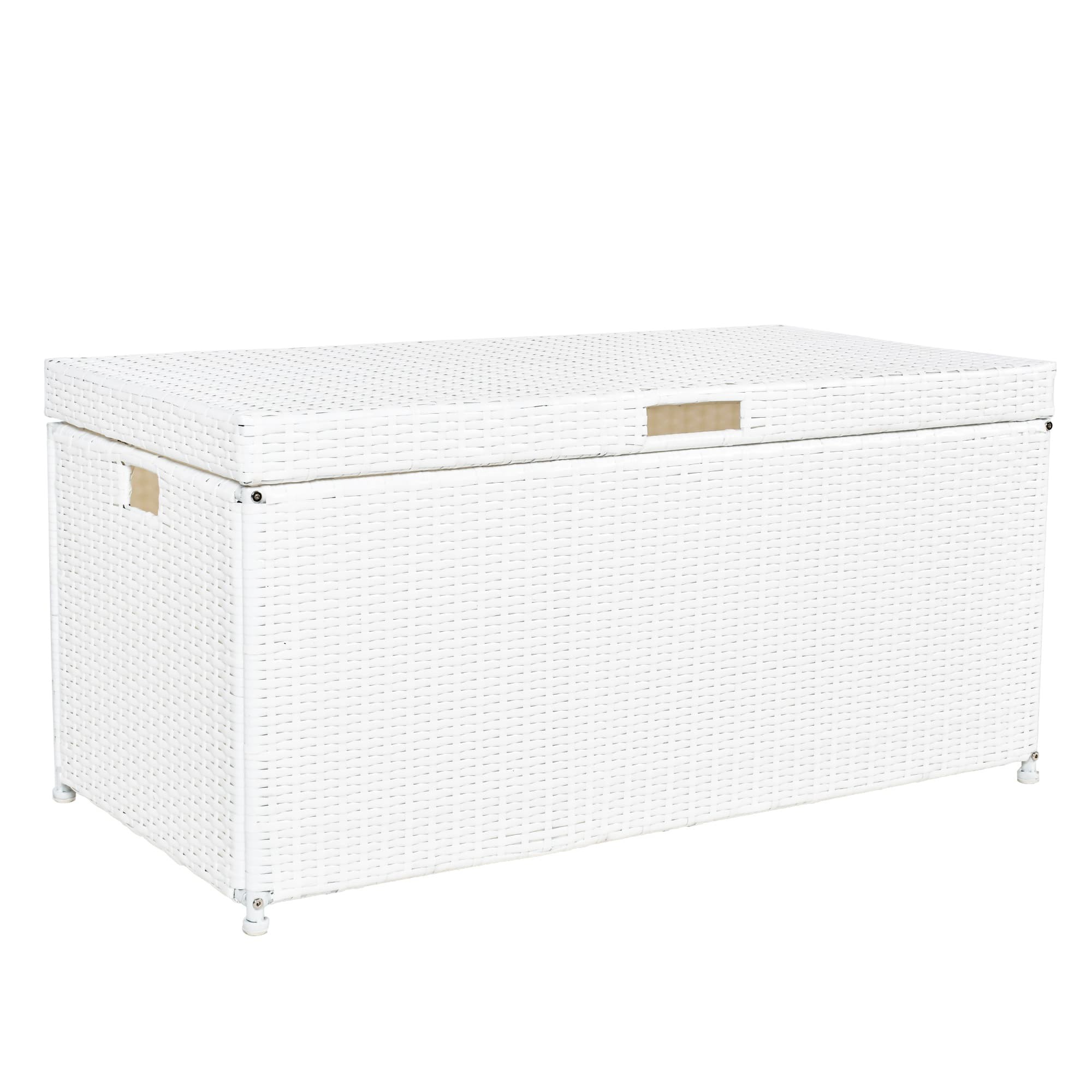 White Wicker Patio Furniture Storage Deck Box