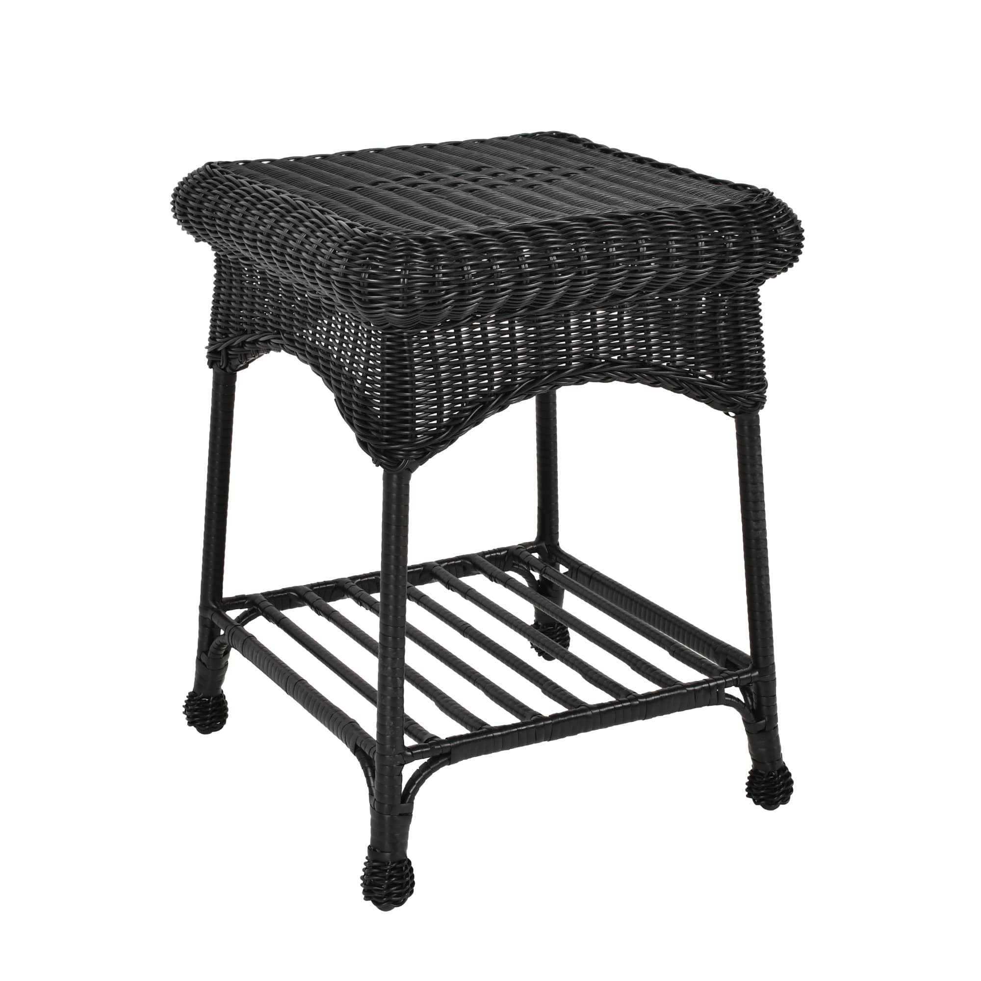 Outdoor Black Wicker Patio Furniture End Table