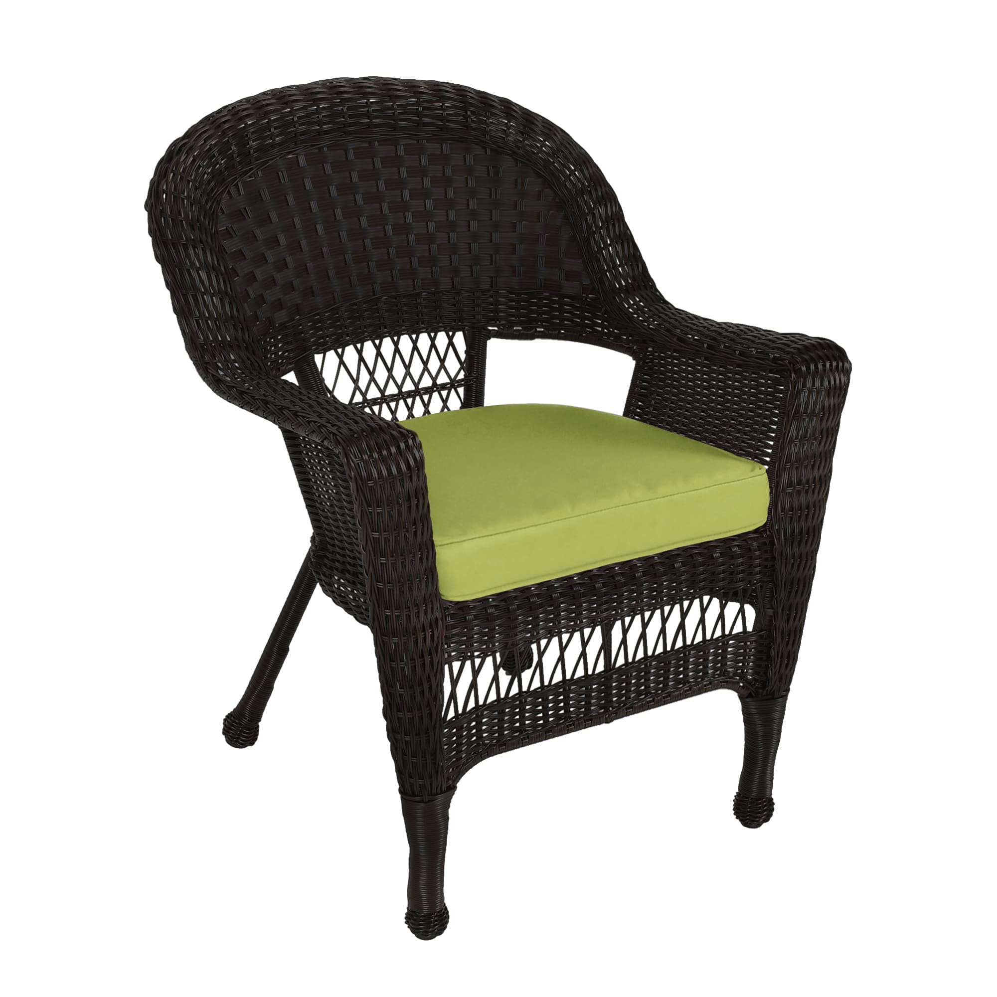 Espresso Wicker Chair With Sage Green Cushion