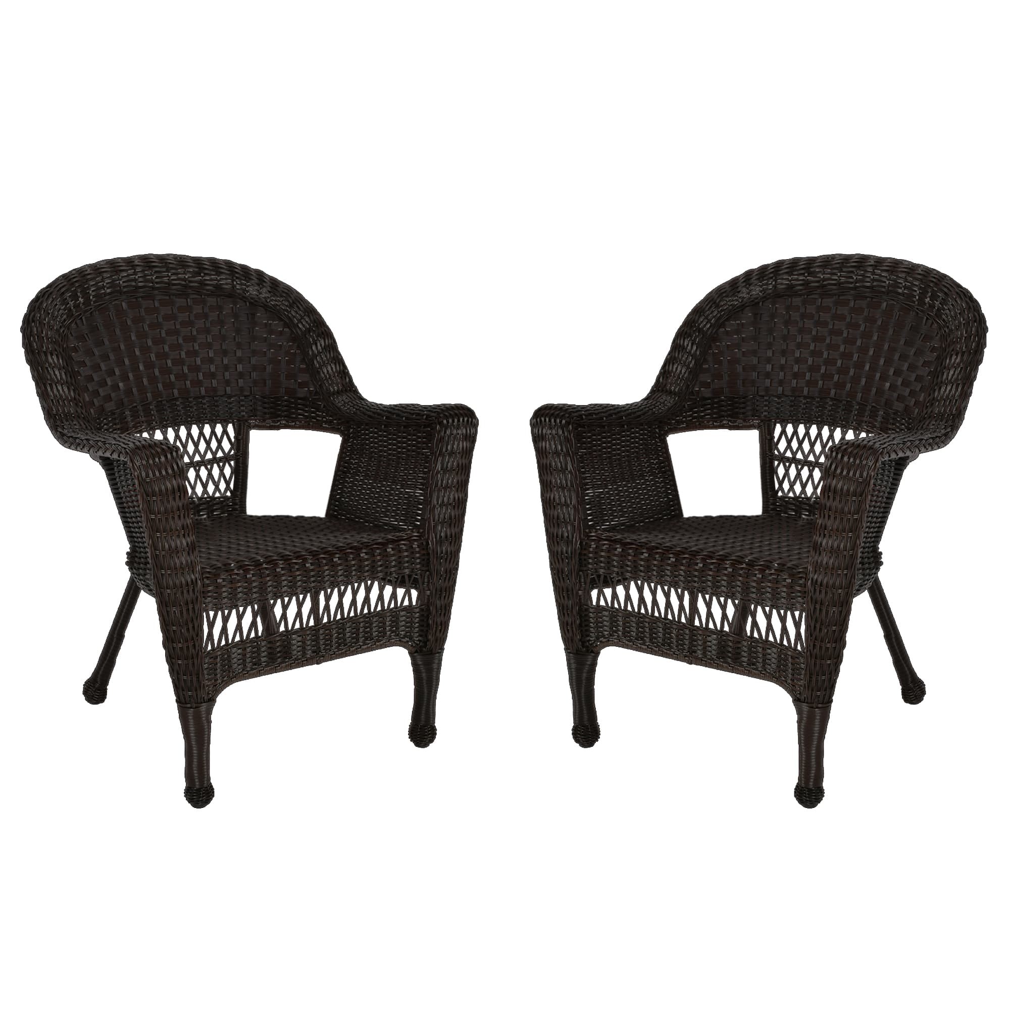 Espresso Wicker Chair Without Cushion - Set of 2