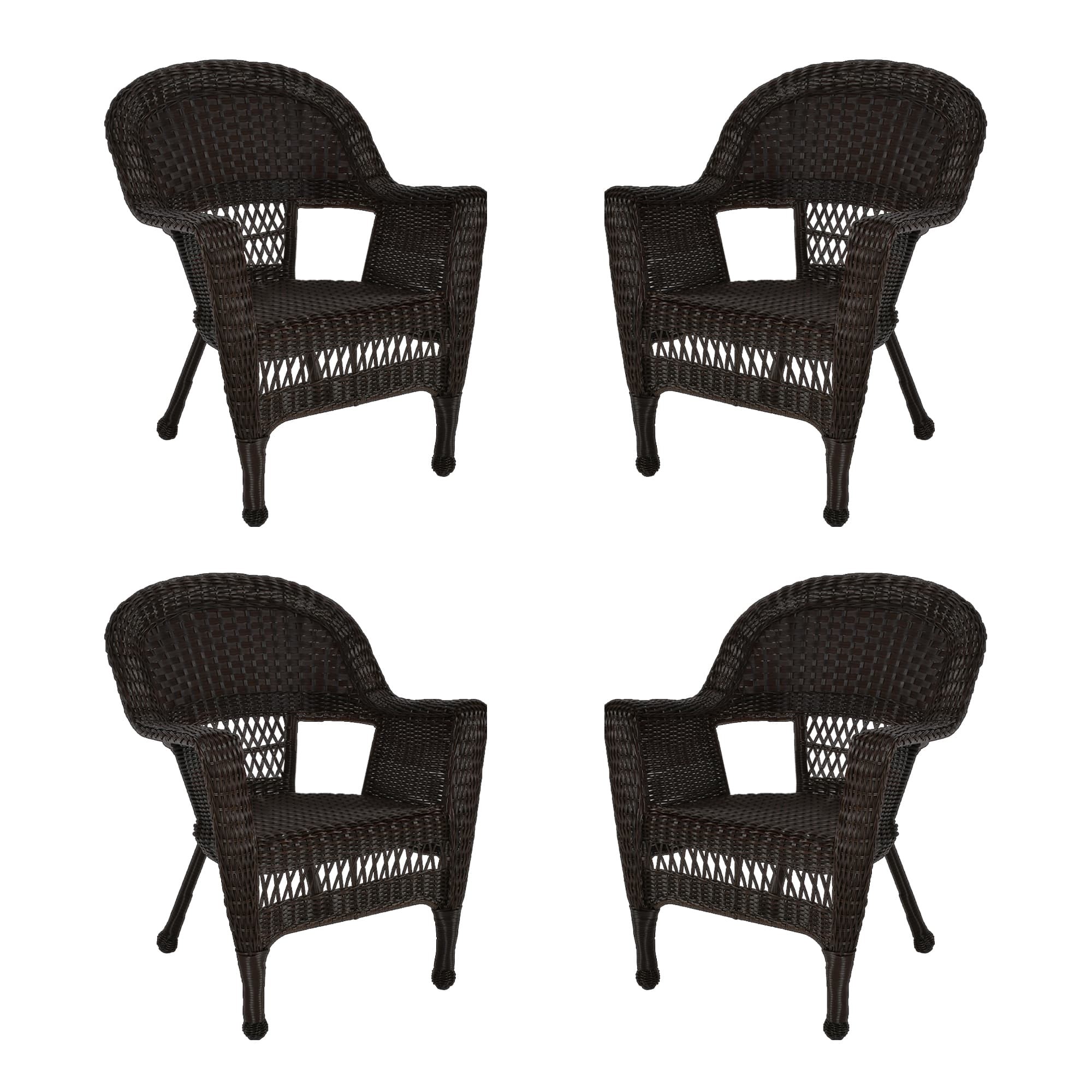 Espresso Wicker Chair Without Cushion - Set of 4
