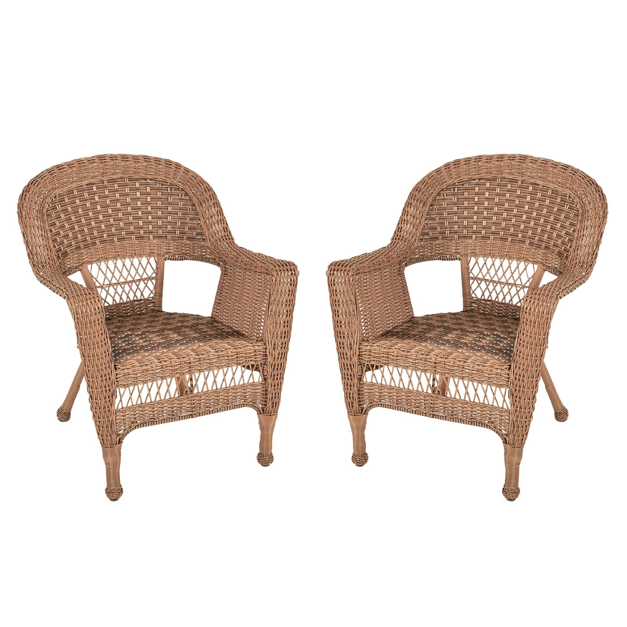 Honey Wicker Chair Without Cushion - Set of 2