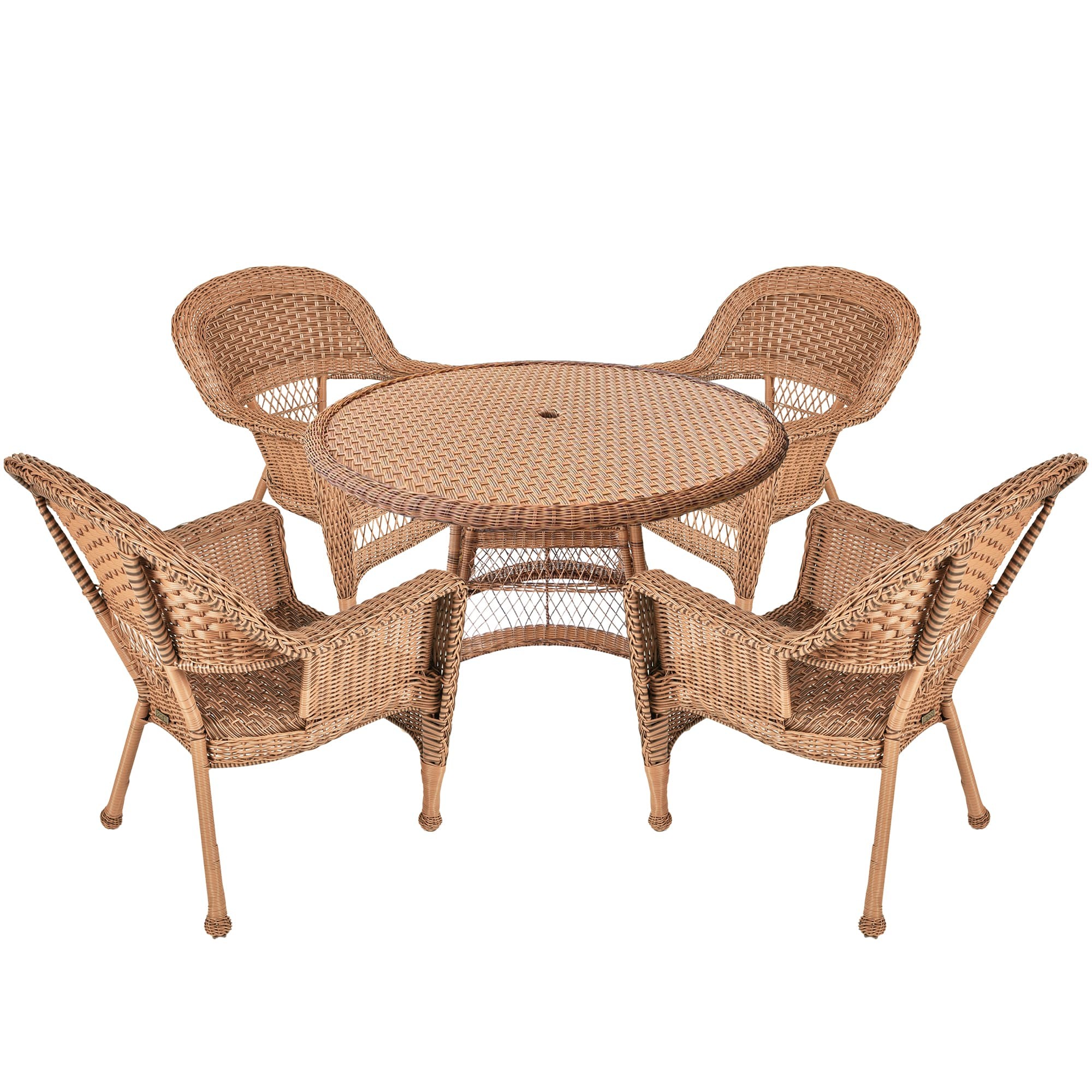 5pc Honey Wicker Dining Set Without Cushion