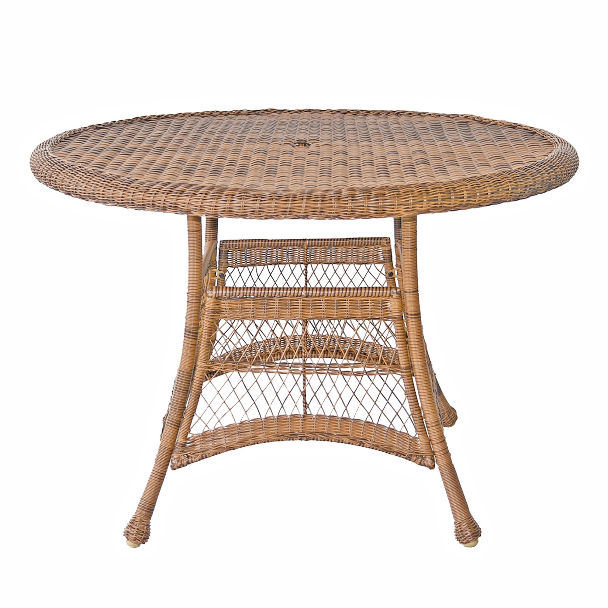 Honey Wicker 44 Inch Round Dining Table