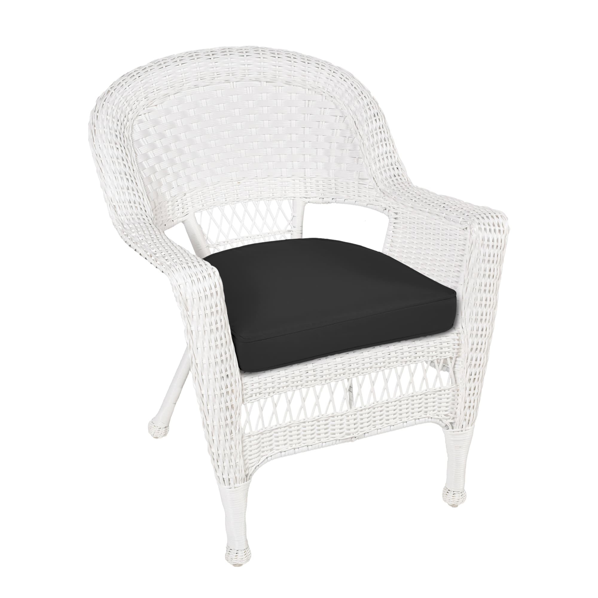 White Wicker Chair With Black Cushion