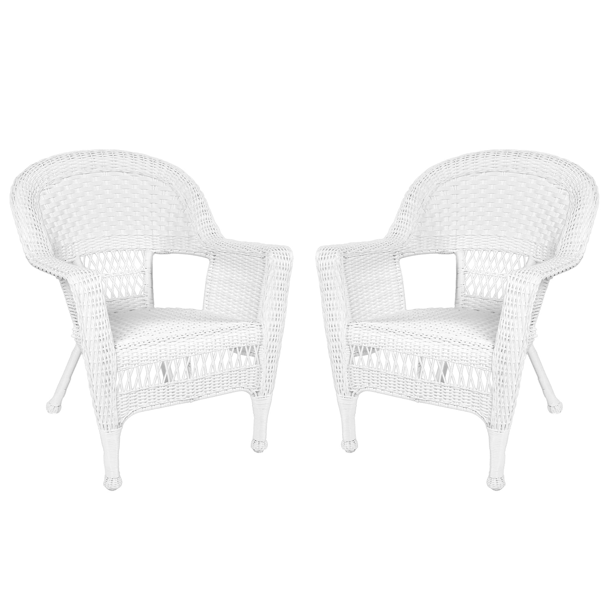 White Wicker Chair Without Cushion - Set of 2