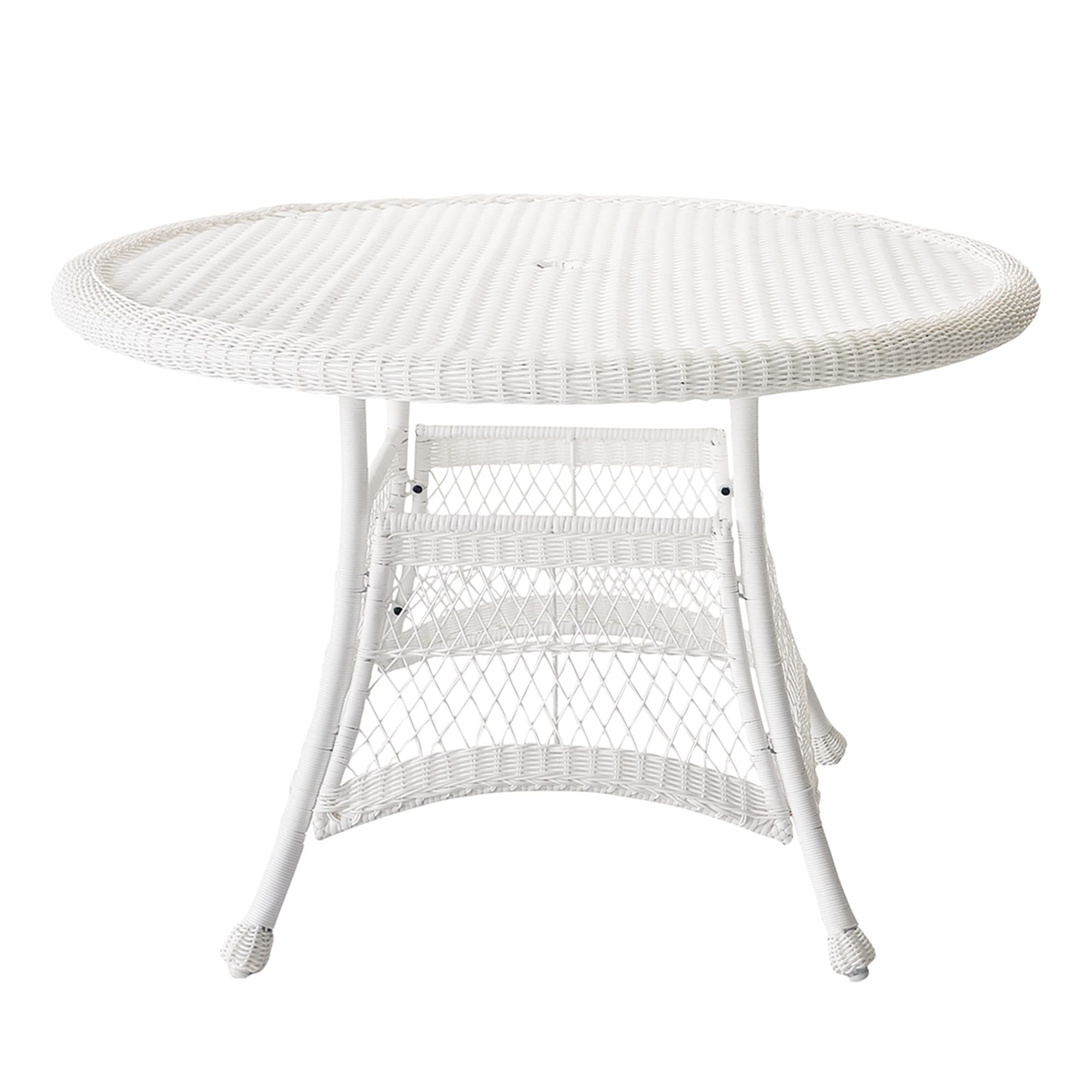 White Wicker 44 Inch Round Dining Table