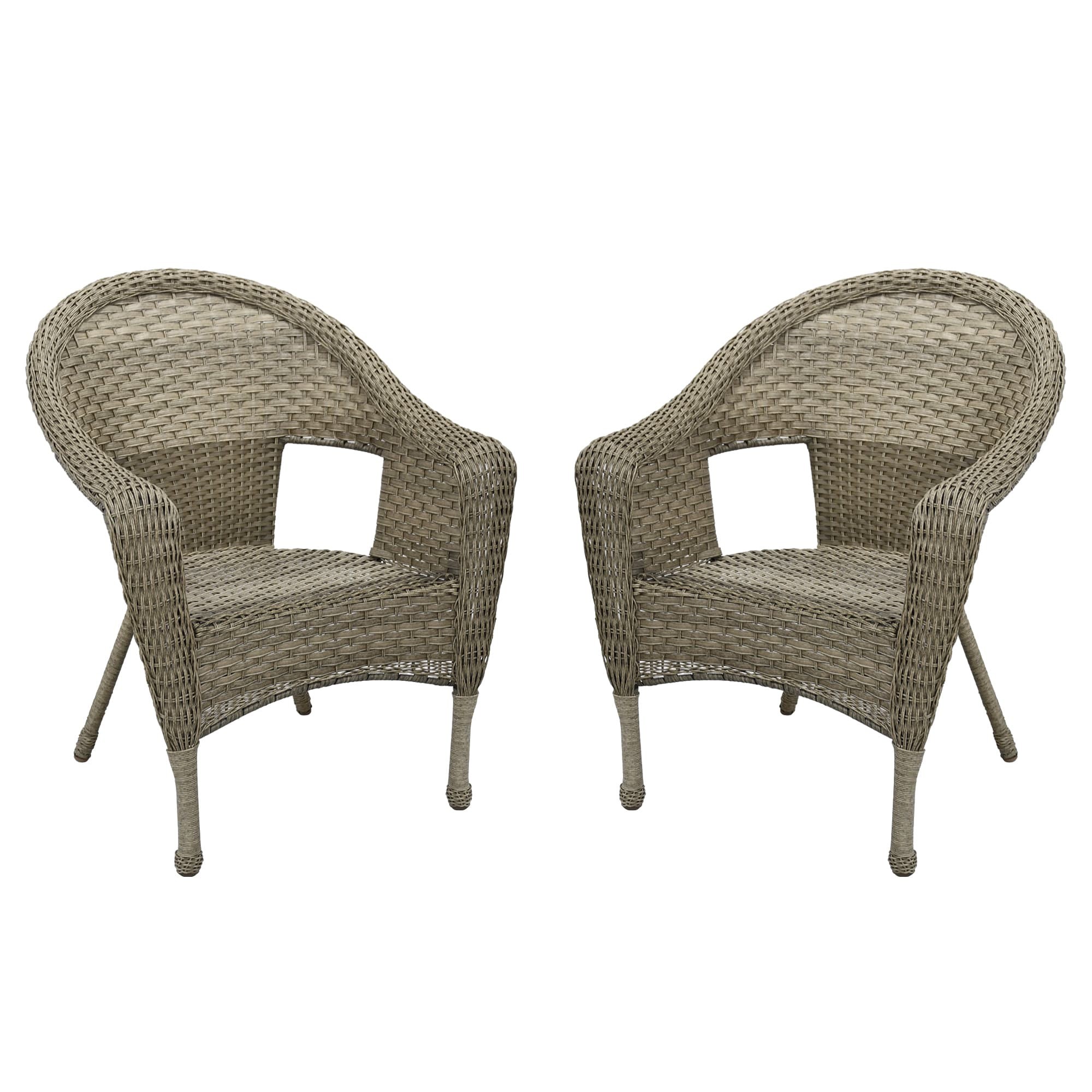 Set of 2 Grey Resin Wicker Clark Single Chair without Cushion