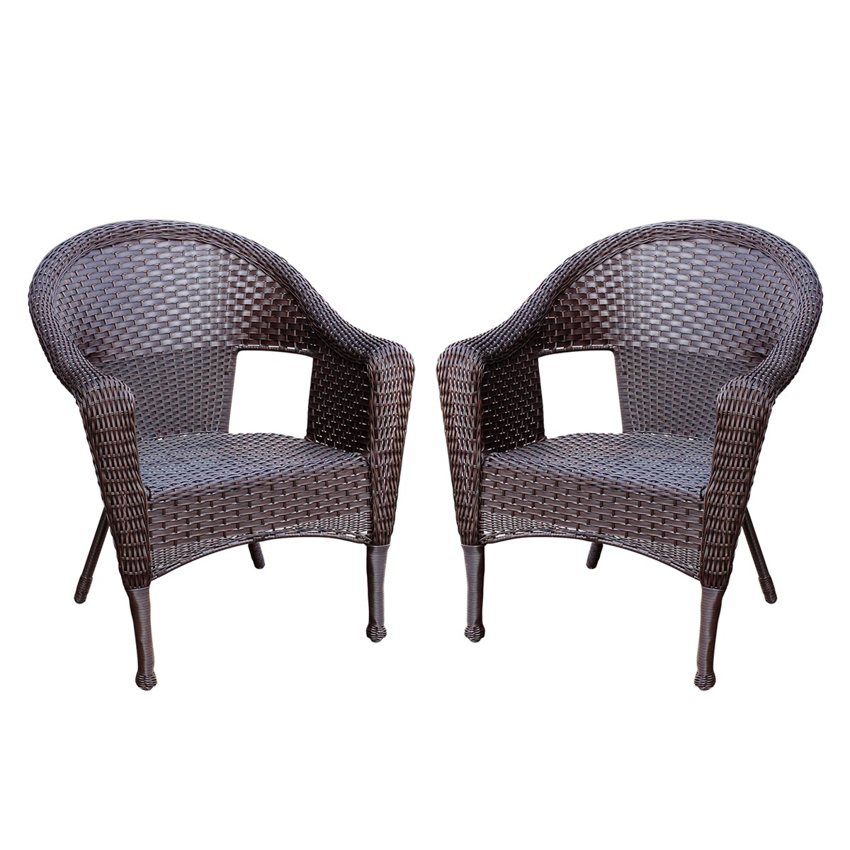 Set of 2 Espresso Resin Wicker Clark Single Chair without Cushion