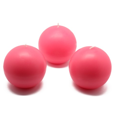 3 Inch Hot Pink Ball Candles (36pcs/Case) Bulk