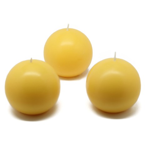 3 Inch Yellow Ball Candles (6pc/Box)