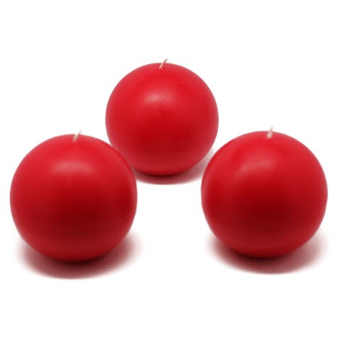 3 Inch Red Ball Candles (36pcs/Case) Bulk