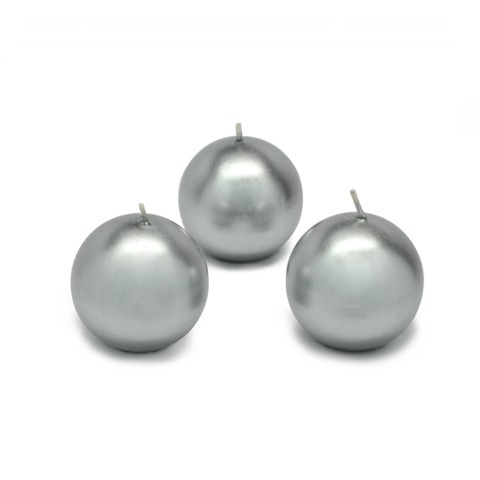 2 Inch Metallic Silver Ball Candles (12pc/Box)