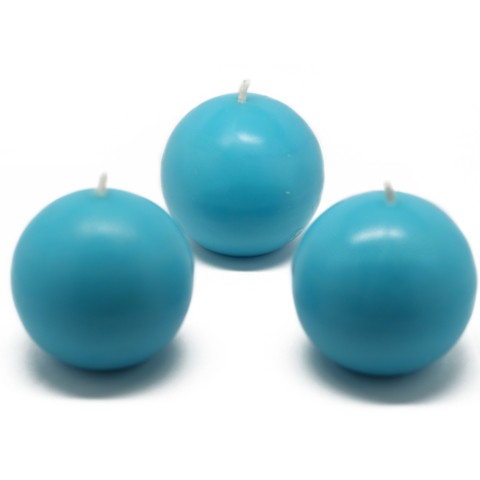 3 Inch Turquoise Ball Candles (6pc/Box)