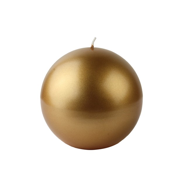 4 Inch Metallic Gold Ball Candles (12pcs/Case) Bulk