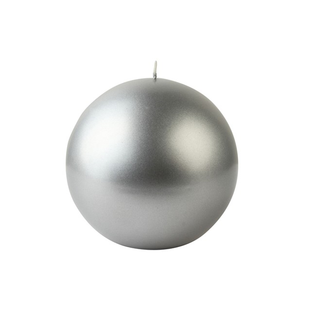 4 Inch Metallic Silver Ball Candles (2pc/Box)
