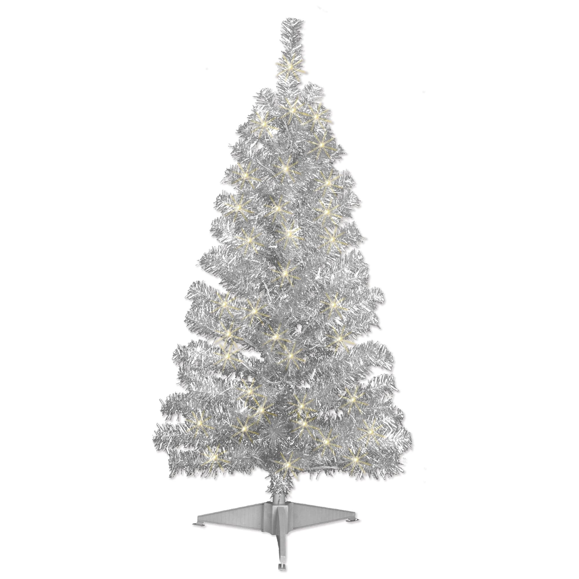 4ft. Prelit Silver Tinsel Tree