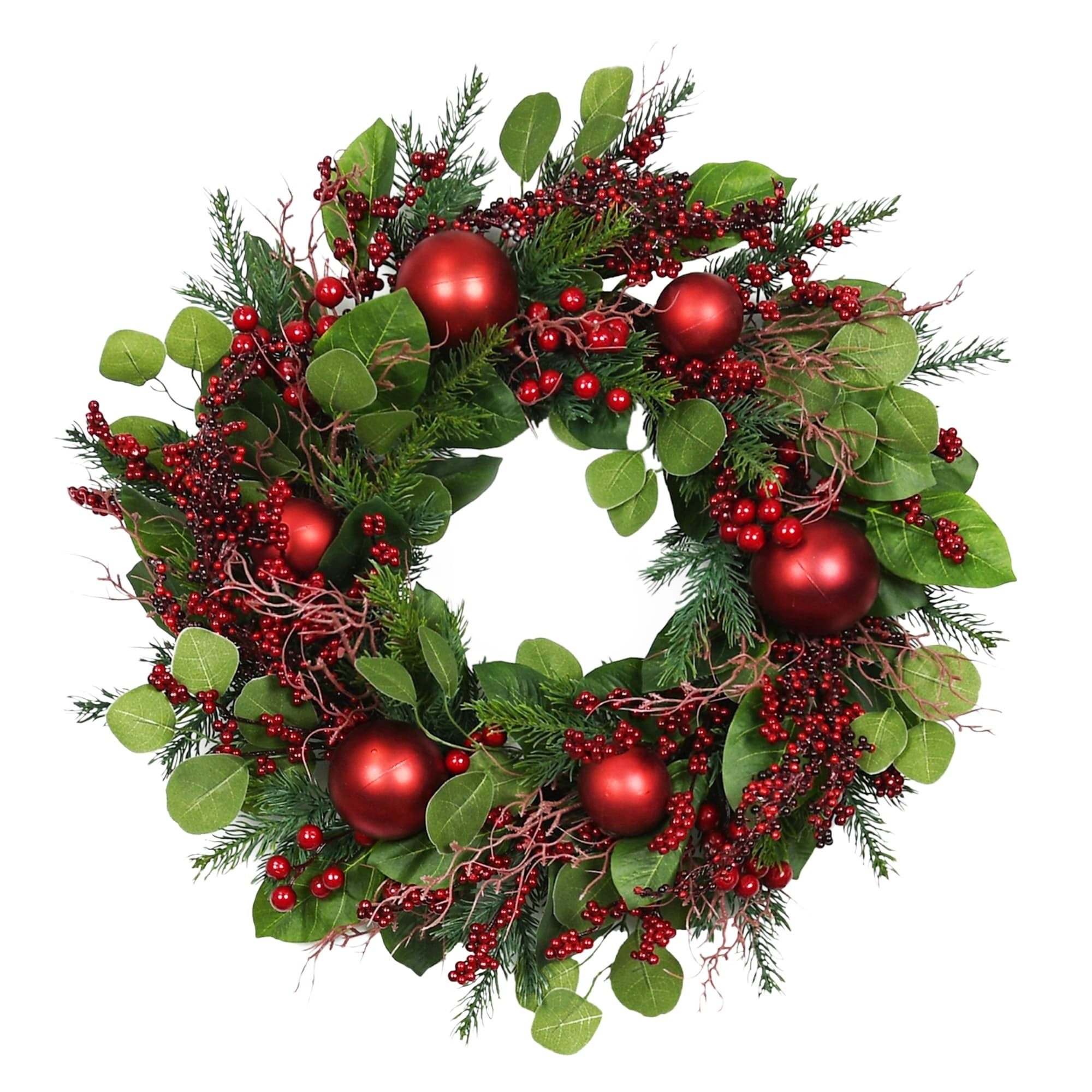 26 inch Eucalyptus Christmas Wreath with Red Berries