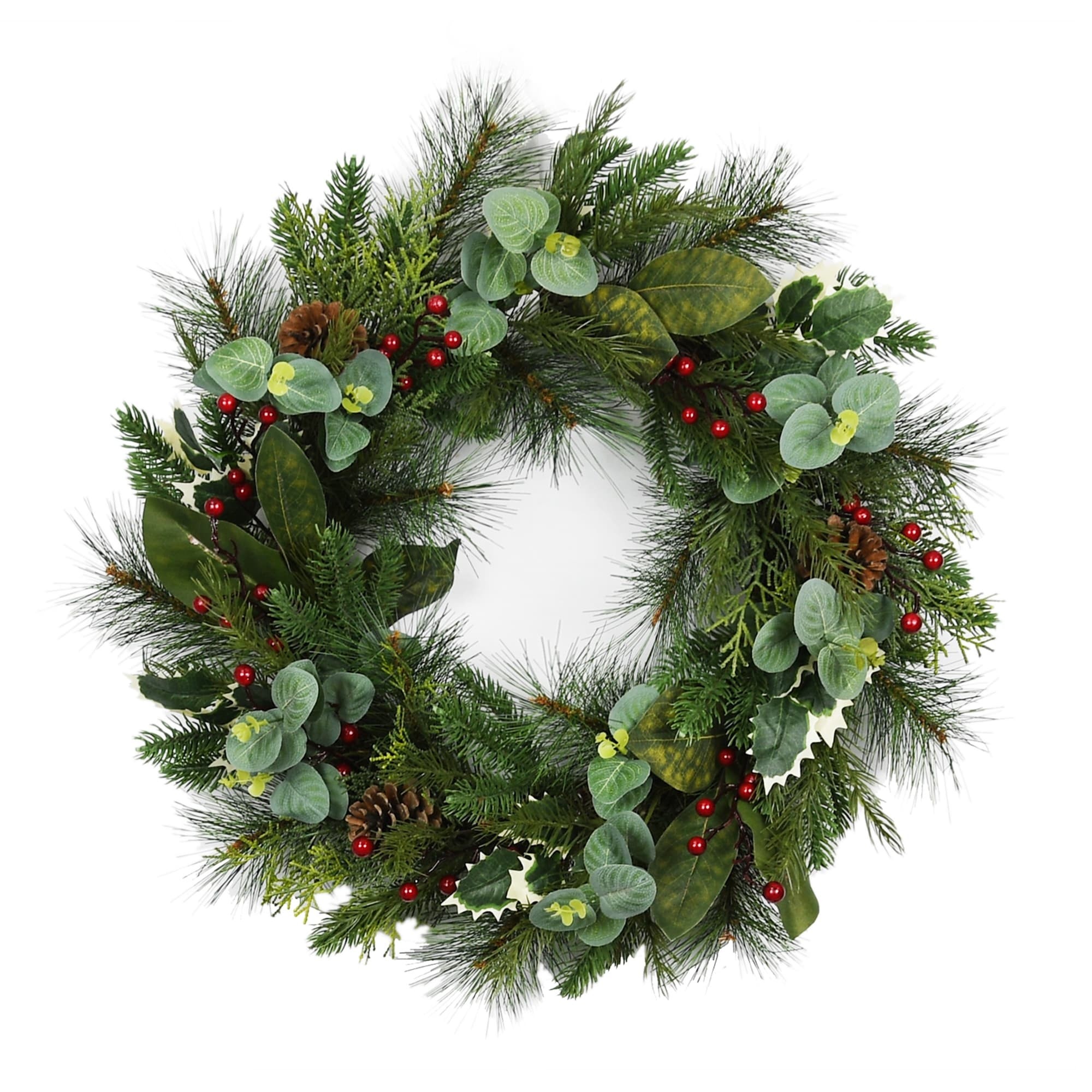 26 inch Eucalyptus Christmas Wreath with Pinecones