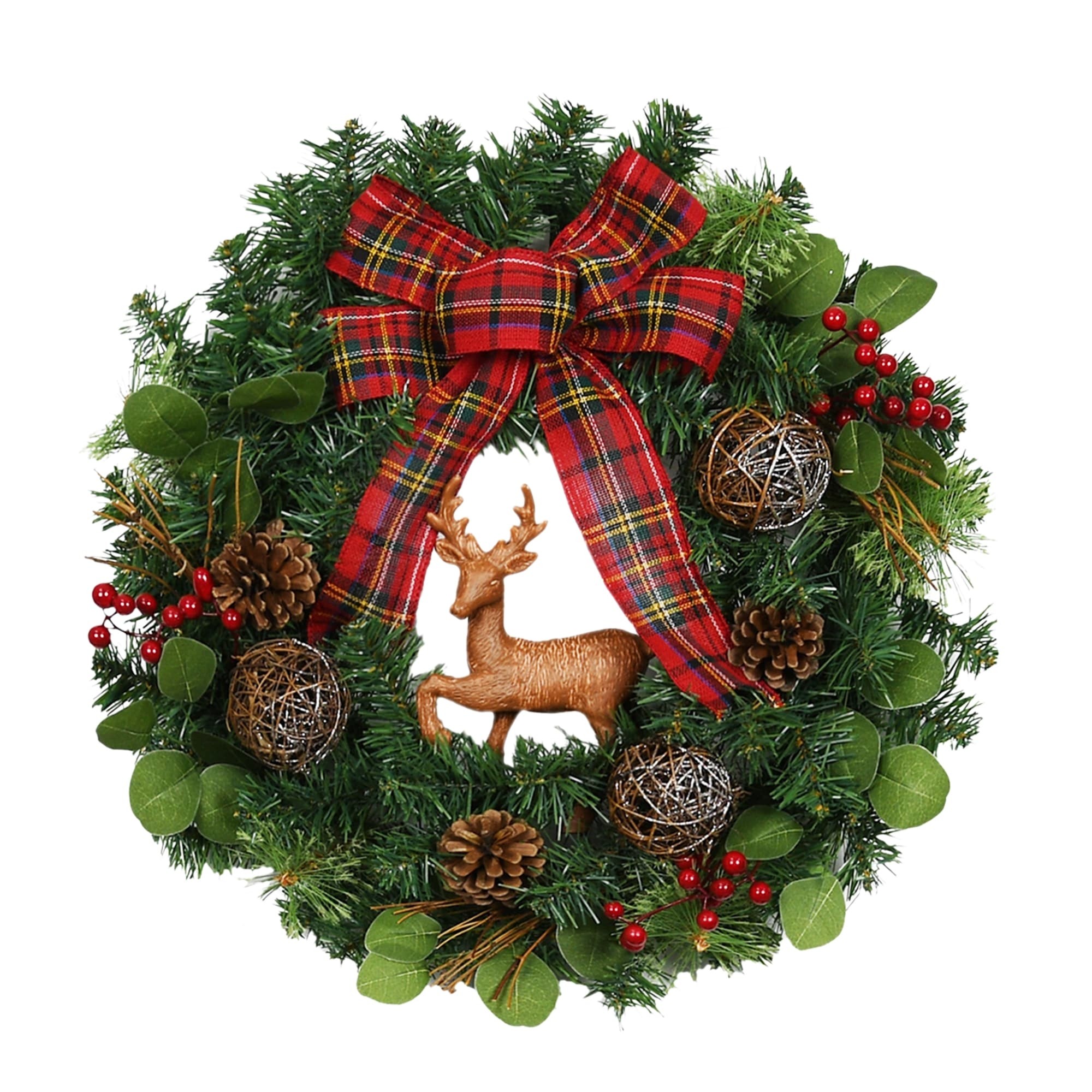 24 inch Christmas Wreath with Deer