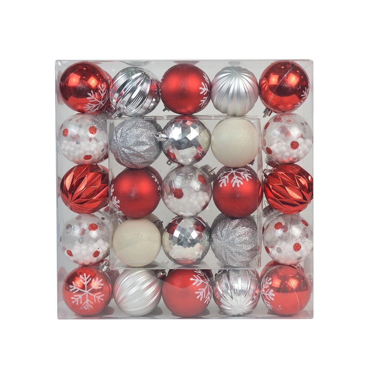 50 Pk Christmas Ornament Dec Orn Set- Mix Color