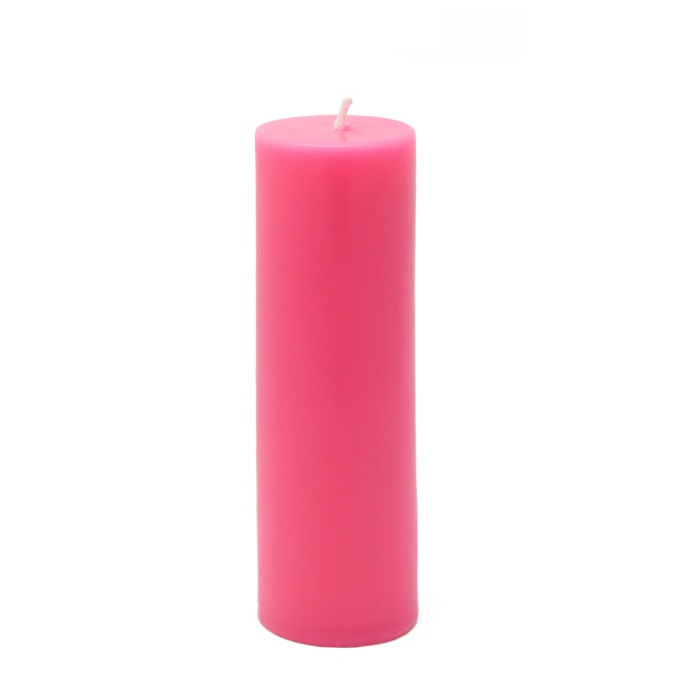 2 x 6 Inch Hot Pink Pillar Candle